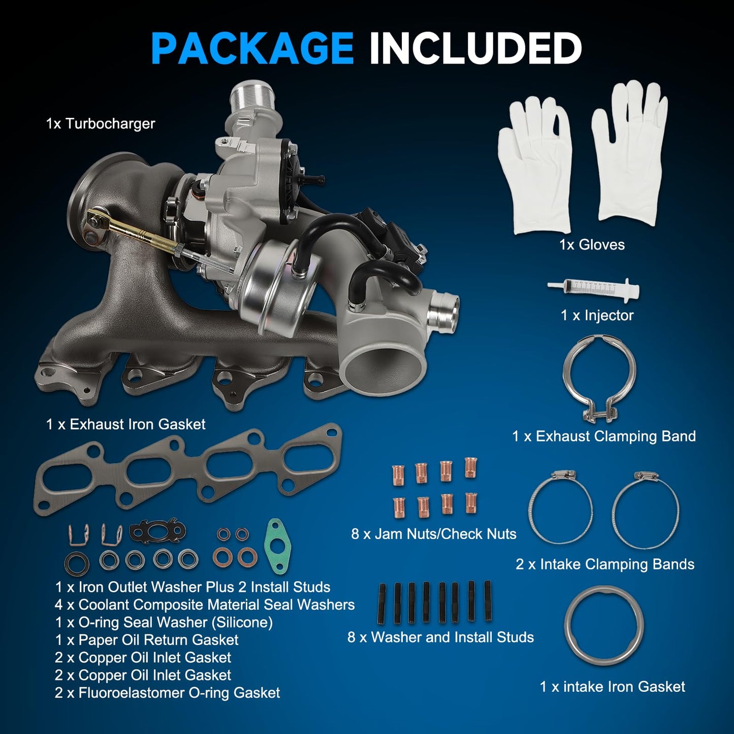 Turbocharger for 2011-2015 Cruze with Complete Installation Kits - Fits 1.4L Cruze Limited 2016, Encore 2013-2021, Sonic 2012-2020, Trax 2013-2021 - A14NET Engines GT1446V - Replaces# 55565353 667-203