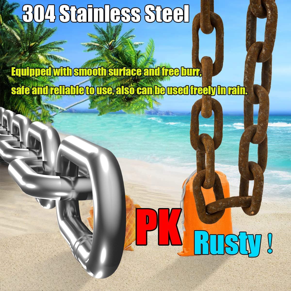 Stainless Steel Chain, Lsqurel 13ft Metal Chain Link Chain 5/32in Light Duty Chain Utility Chain Jack Chain for Home Outdoor Camping Hanging etc (5/32in-13ft)