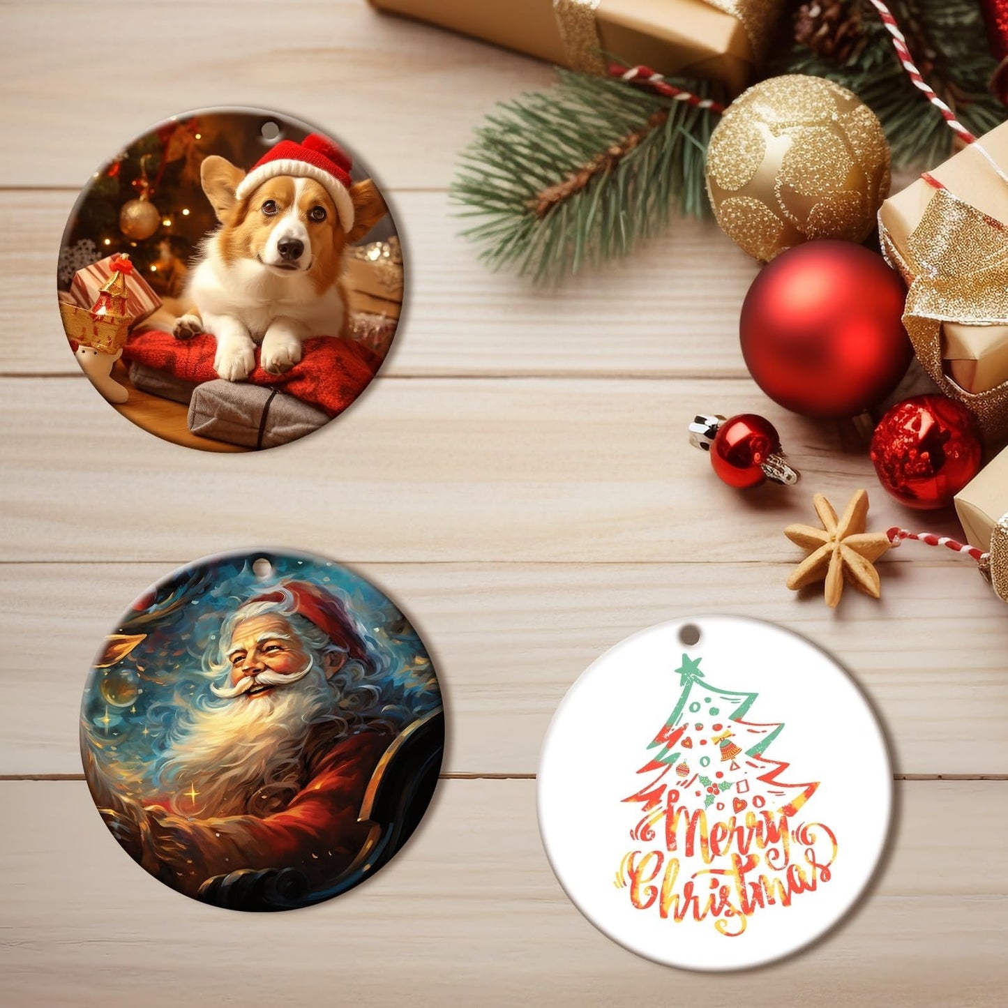 25 PCS Sublimation Ceramic Ornament Blank 3 inch Round Two-Sided Printed White Ceramic Decoration Handmade DIY Personalized Christmas Home Decoration Bulk