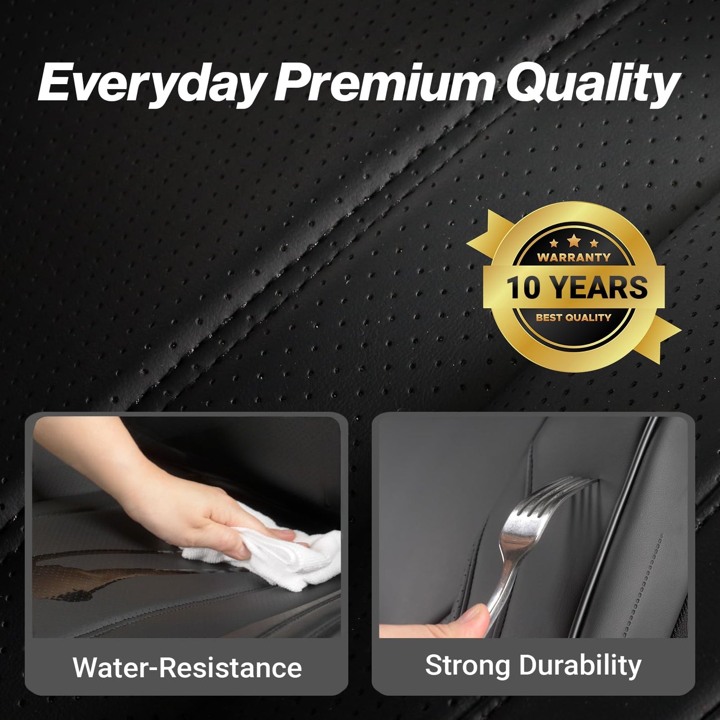 Coverland Custom Car Seat Covers Front Seats for [2013-2017 Honda Accord] - Protector Car Seat Cover Water Resistant Leather Memory Form Back Support Seat Cushion [Front-Black]