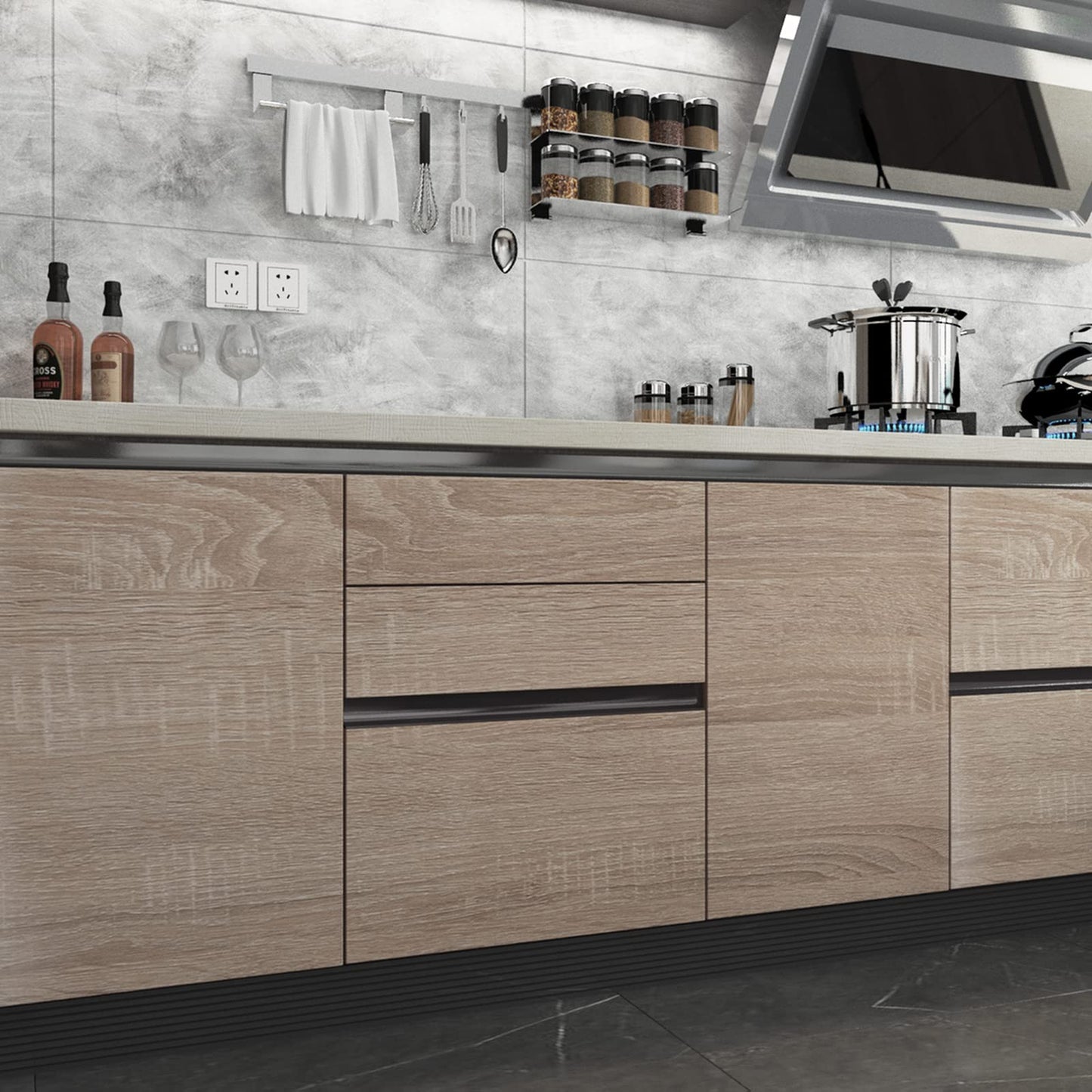 Boobest 15.7"x 354" Gray Wood Wallpaper Textured Peel and Stick Wallpaper Wood Grain Contact Paper Waterproof Removable Faux Wood Wall Paper Decor for Furniture Cabinets Crafts Bedroom Living Room