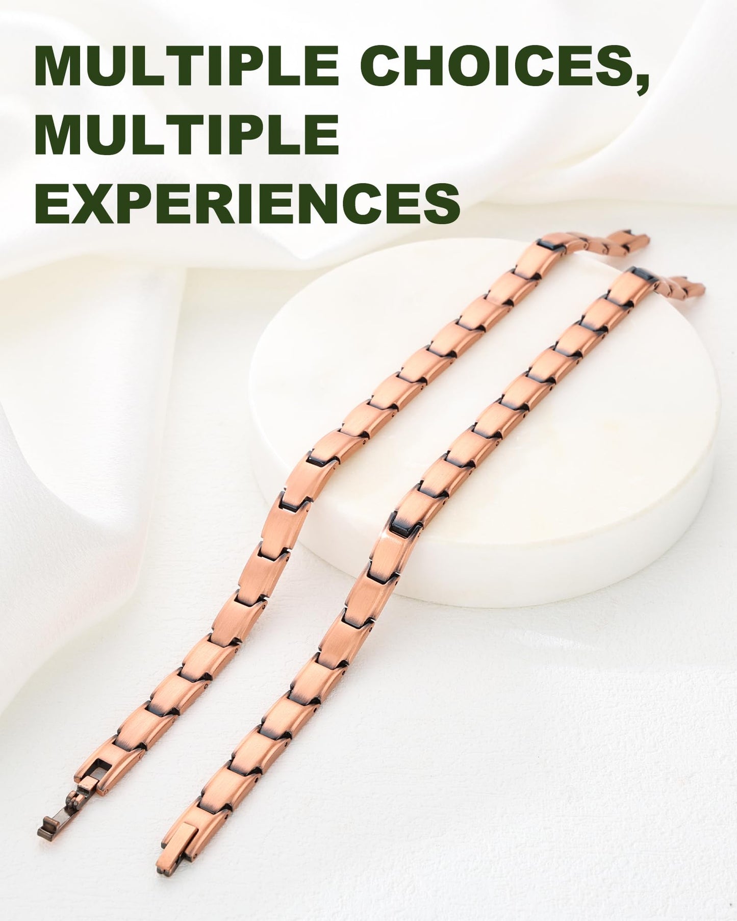 MagEnergy Copper Bracelet for Women, 99.9% Pure Copper Magnetic Bracelet, Adjustable Bracelet Jewelry Gifts (Plain Style)