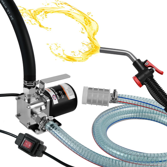 FMCNMech 8 GPM 110V Electric Diesel Fuel Transfer Pump Kit, Heavy-Duty Fuel Transfer Pump for Diesel, Kerosene & Various Oils, Portable Pump for Trucks, Generators & Farm Equipment