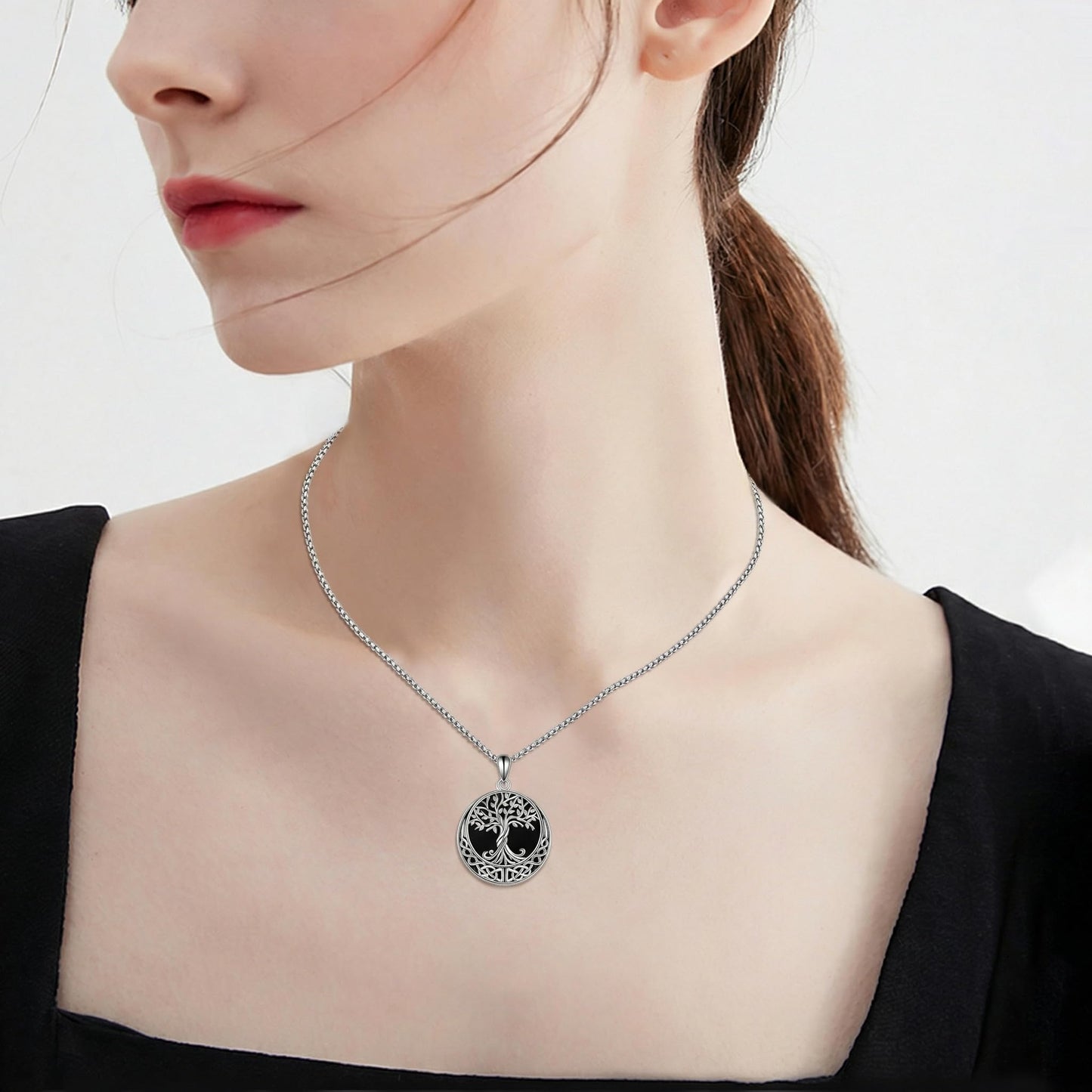 ONEFINITY Tree of Life Necklace for Women Black Onyx Tree of Life Pendant Celtic Knot Jewelry Gifts for Men