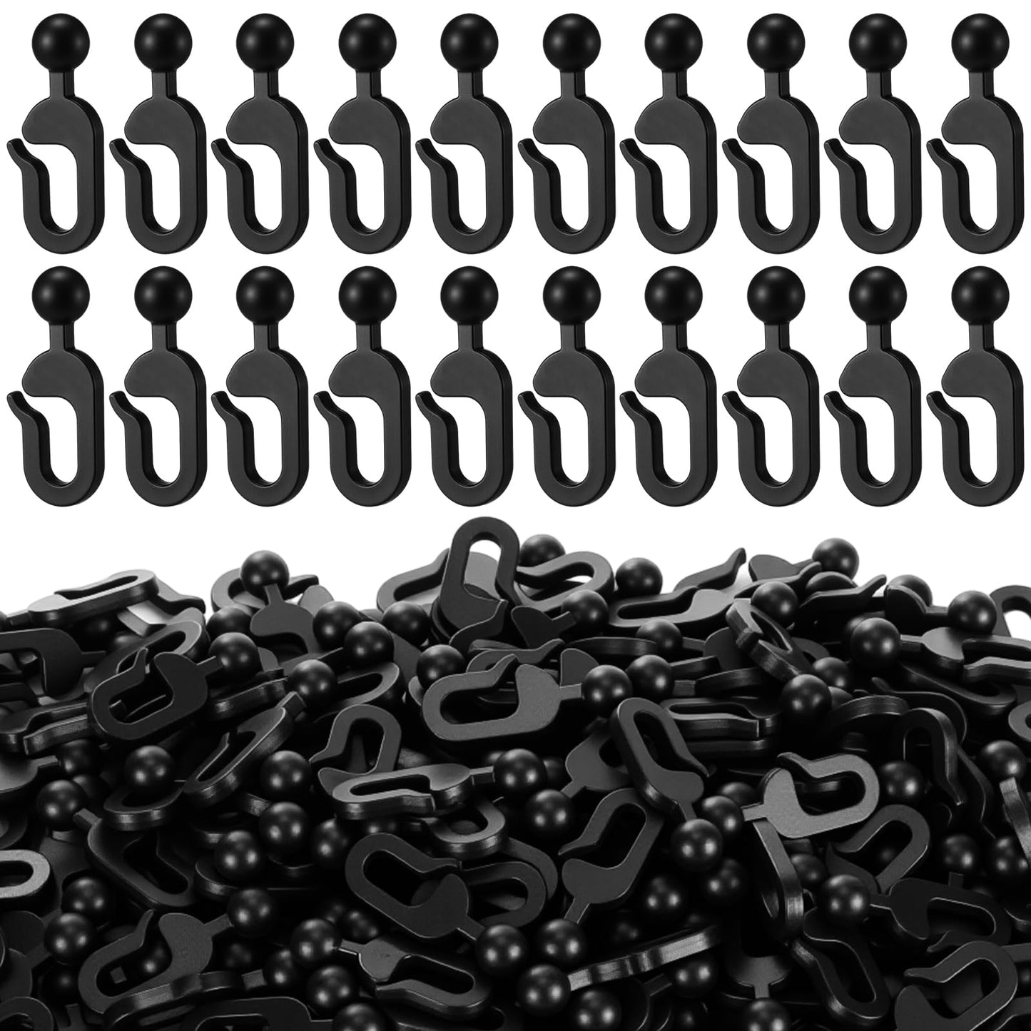 Colingmill 200 Pack Plastic Hooks for Gazebo Curtains and Mosquito Netting Outdoor Hotel Black Curtain Track Hooks Gazebo Replacement Parts Accessories