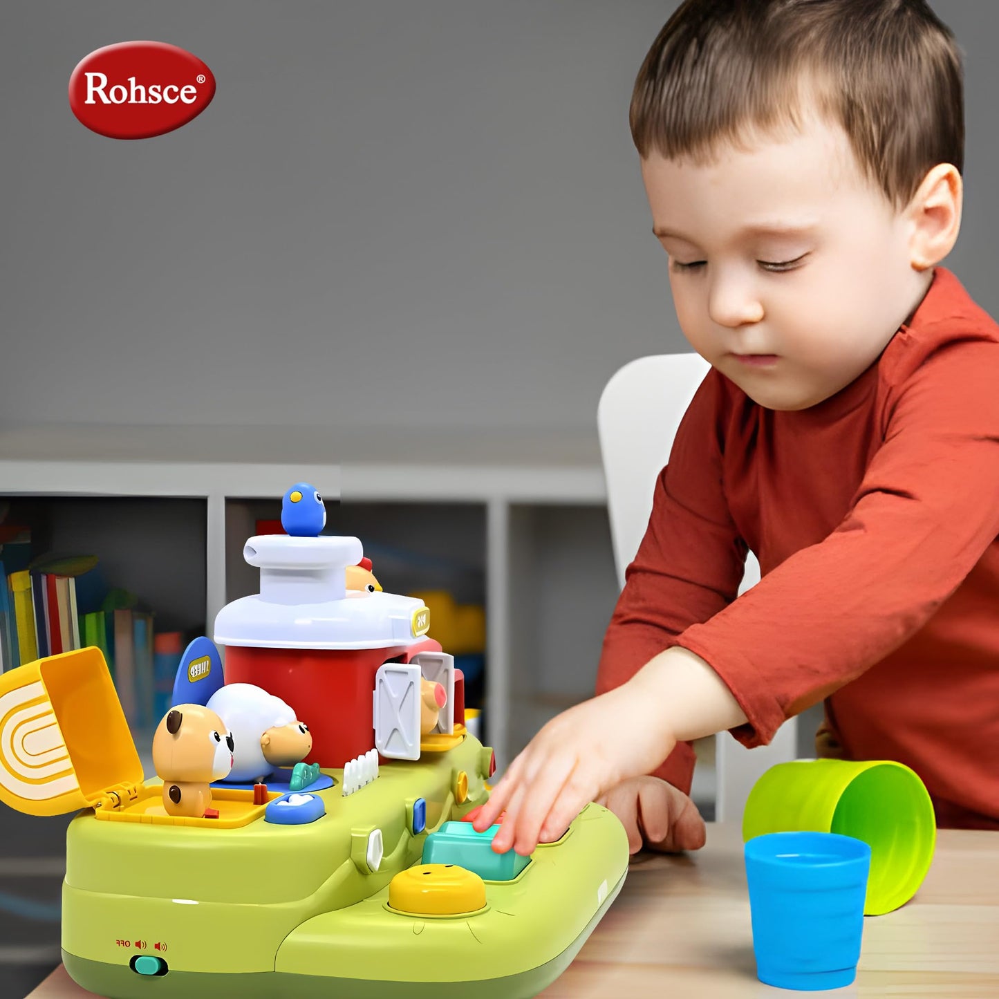 Baby Pop Up Toy with Music, Cause & Effect Pop-Up Animal Toys + Rattle Balls, Textured Easy-Grasp Sensory Balls, Interactive Montessori Learning Gifts for Babies 3-12 Months, 1 Year Old Boys & Girls