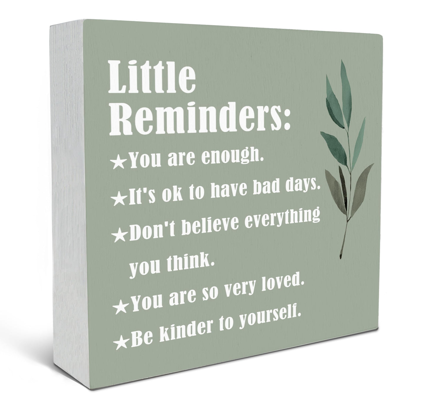 SRADMO Inspirational Little Reminders Wood Box Sign Desk Decor, Inspirational Desk Decor, College Motivational Positive Affirmation Gifts Box Sign For Office Home Dorm Tabletop Shelf Decoration(Greeen)