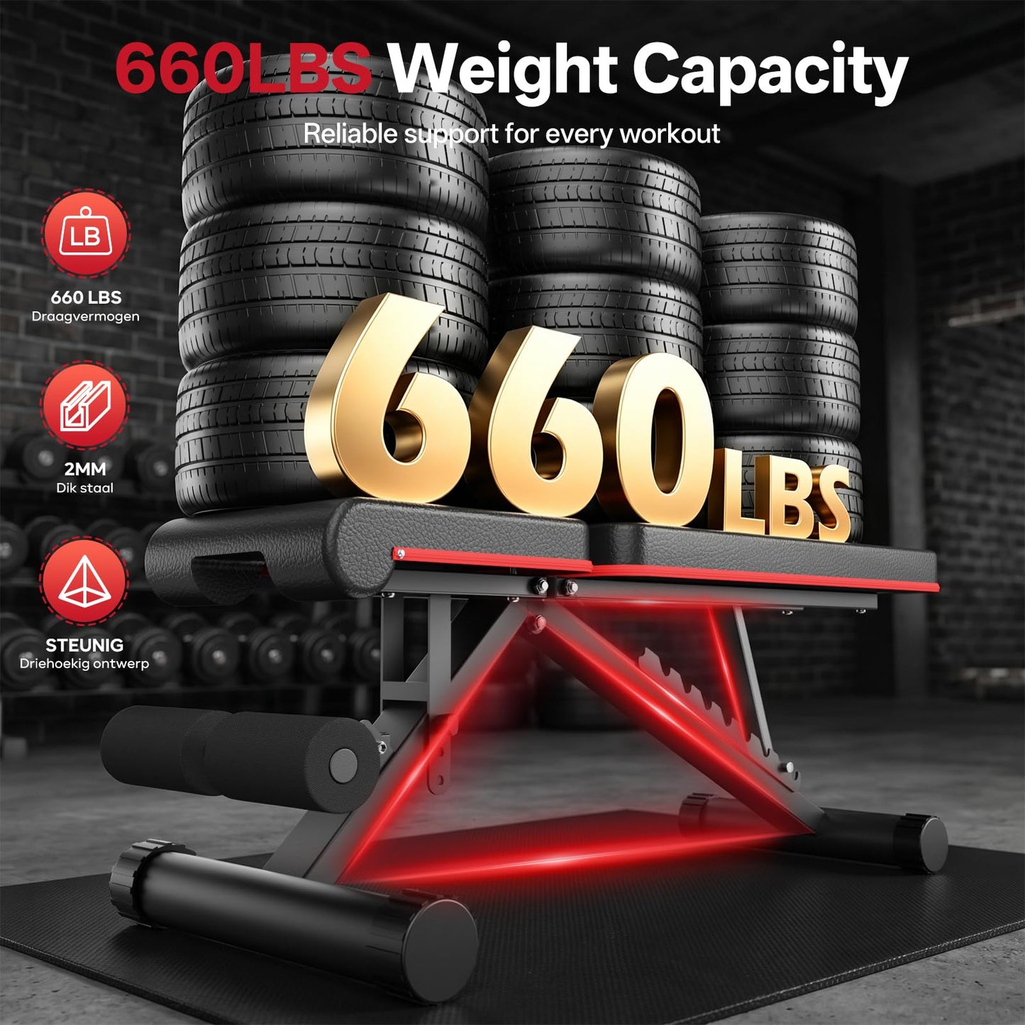 PASYOU Adjustable Weight Bench for Home Gym, Foldable Workout Benches with 660LBS, Exercise Bench for Incline Decline Flat Bench Press, Foldable Strength Bench for Daily Training