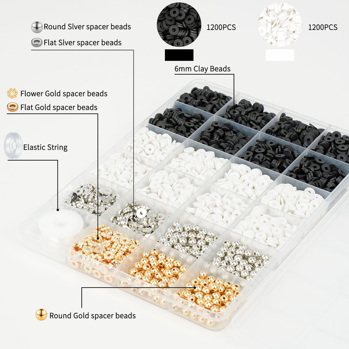 Gionlion 3000 Pcs Clay Beads Bracelets for Women Adults, Bracelet Making kit Golden Beads for Jewelry Making, Charms Bracelet Kit DIY Arts and Crafts Birthday Mothers Day Gifts