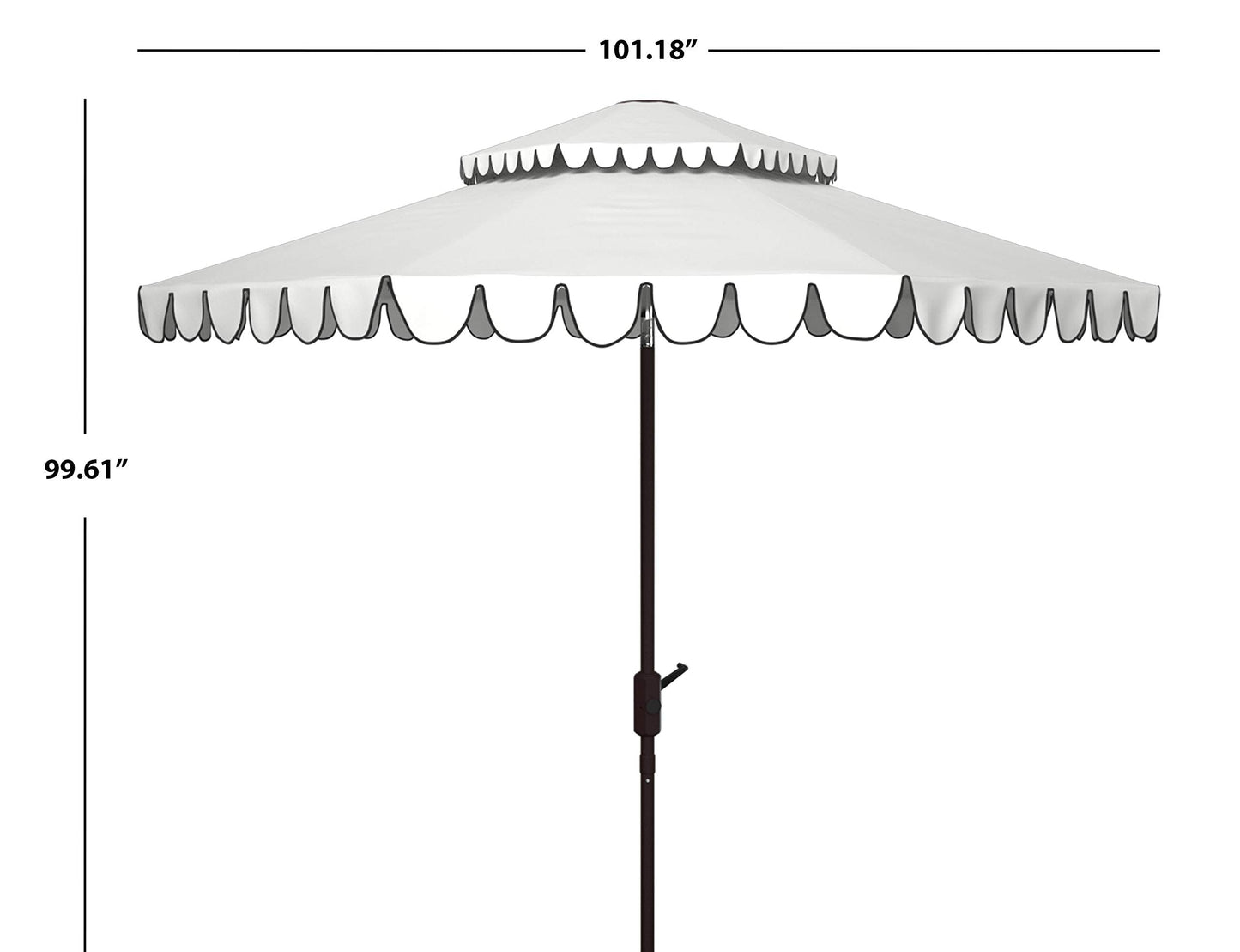 SAFAVIEH 9ft Outdoor Patio Umbrella, Double Top, Venice Collection, Ivory & Black, Crank, Button Tilt, UV Resistant for Deck, Backyard, Poolside (PAT8210E)