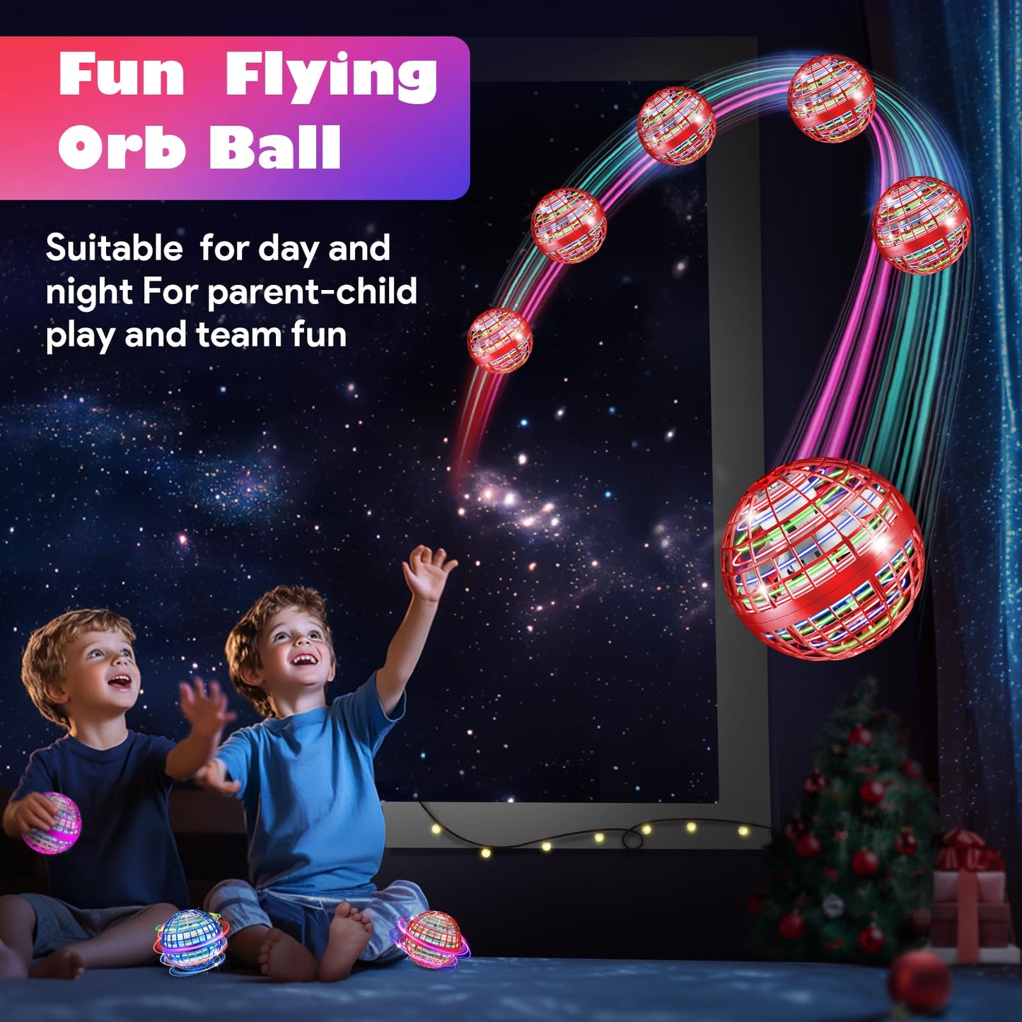 Flying Orb Ball Toys-2025 Upgraded Hover Magic Boomerang Ball，Galaxy Ball Kids Adults Cool Outdoor Indoor Outdoor Toy Gifts for 6 7 8 9 10+ Year Old Boys Girls-Red