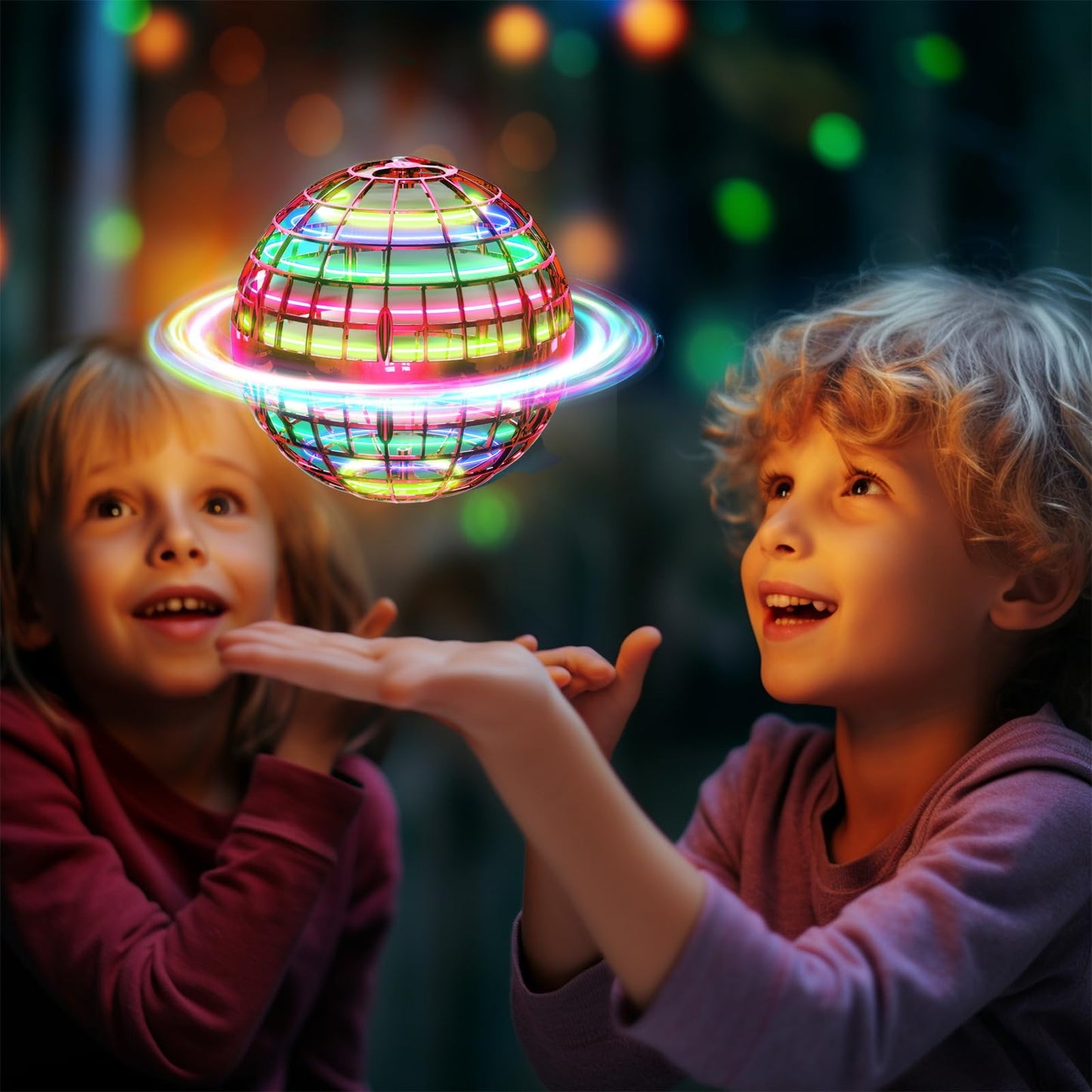 Ivtivfu Flying Orb Ball (Red, 2026 Upgraded) with Dazzling Lights, Magic Hover Spinner, Cool Boomerang Drone, Floating Cosmic Globe, Kids Outdoor Toys, for 6 7 8 9 10 Year Old Boys Girls