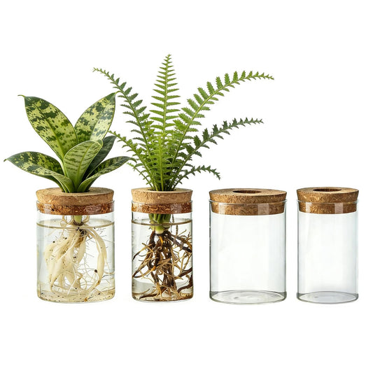 Glass Propagation Stations for Plants, Propagation Flower Vases Set, Hydroponic Glass Container Vase, 2 Large & 2 Small for Desks Houses Garden Decorations Home Kitchen Decorations and Gifts