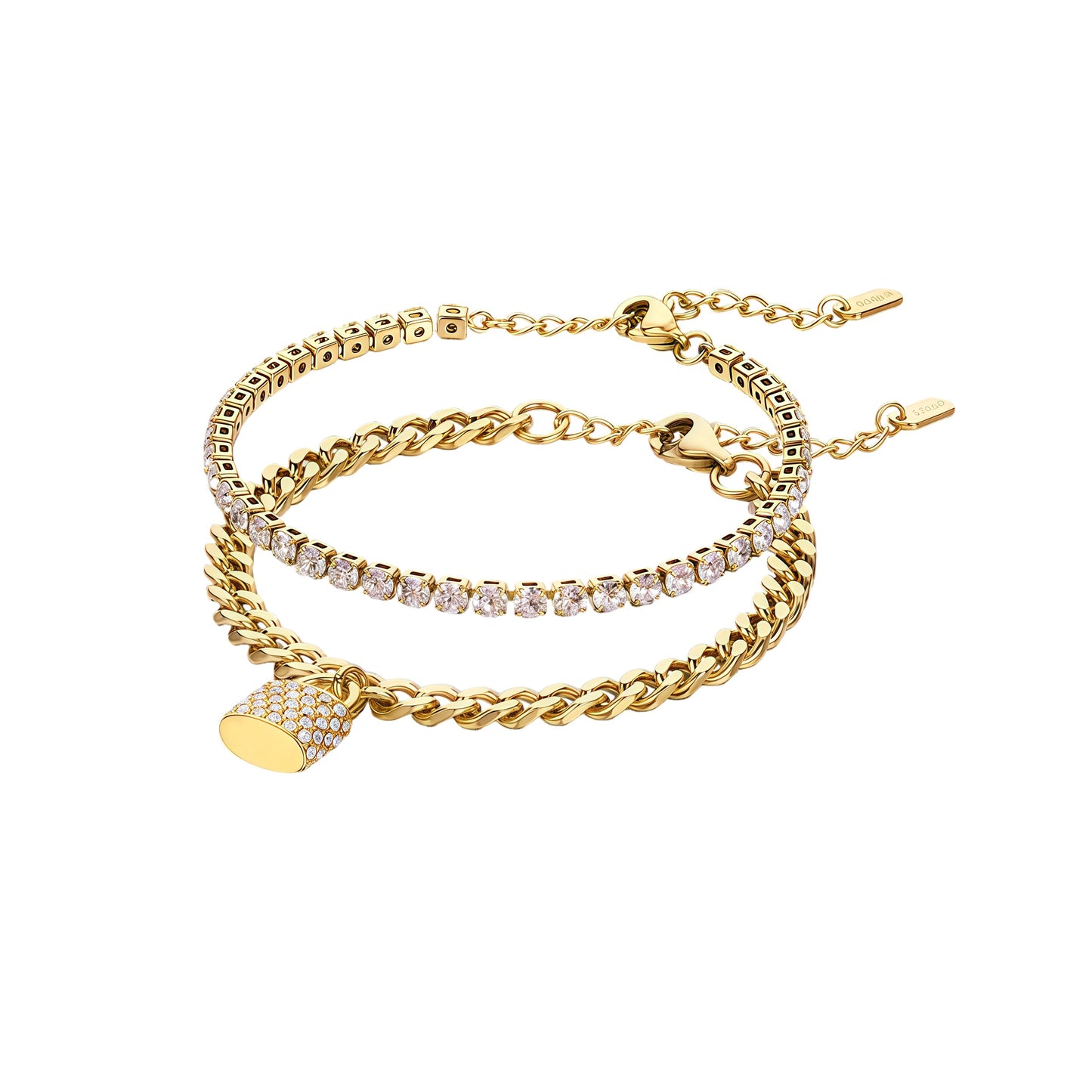 THCN Women's Gold Watch & Bracelets Set, Ladies Dainty Watches Jewelry for Women with Crystal Bezel & Adjustable Bracelets, Luxury Jewelry Gift Set (Gold, Set of 3)