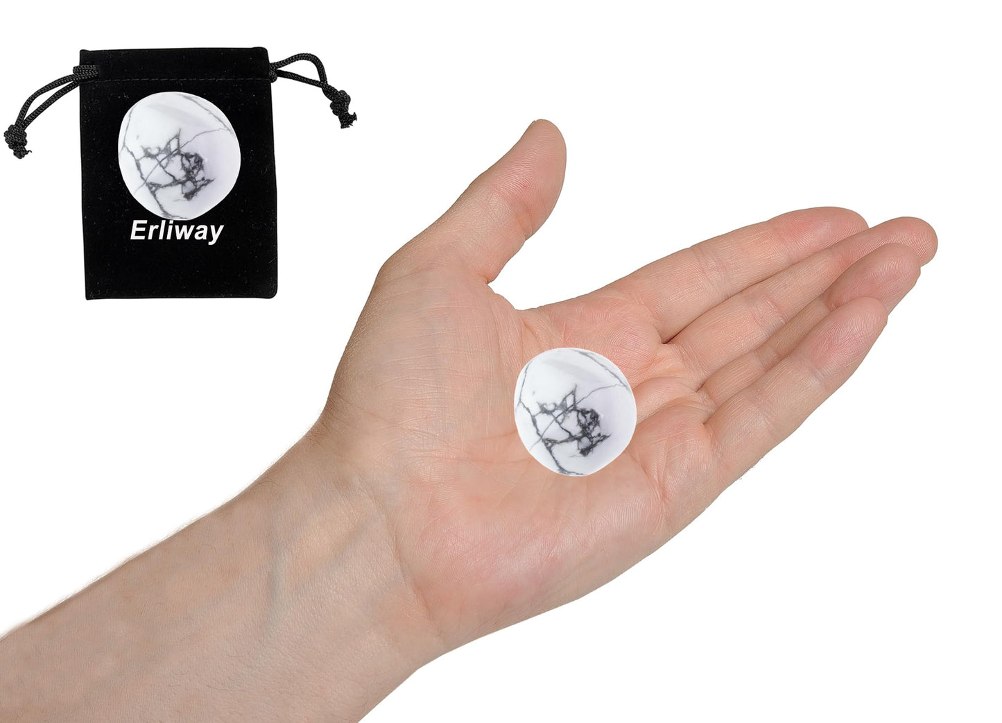 White Howlite Healing Crystal Stones, 1.25-2.0" Large Reiki Healing Gemstones Natural Tumbled Polished Stones for Energy Witchcraft Therapy Meditation