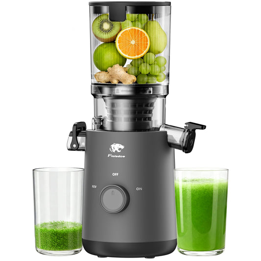 Juicer Machines, Cold Press Juicer with 5.3" Extra Large Feed Chute and Powerful AC Brushless Motor Fit Whole Fruits & Vegetable, High Juice Yield, BPA Free, Extra one Replace juicer strainer
