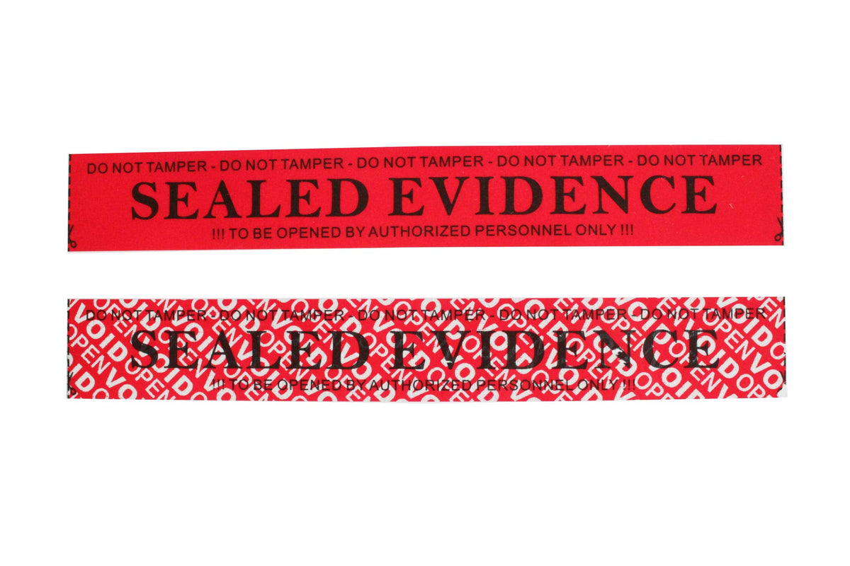 TamperSeals Group - 2 Rolls Precut 100% Total Transfer Tamper Resistant Security Packaging Tapes for Evidence Collection (1 Inch x 55 Yards x 2 Mil, Ultra-Thick “Void” Film, Red)