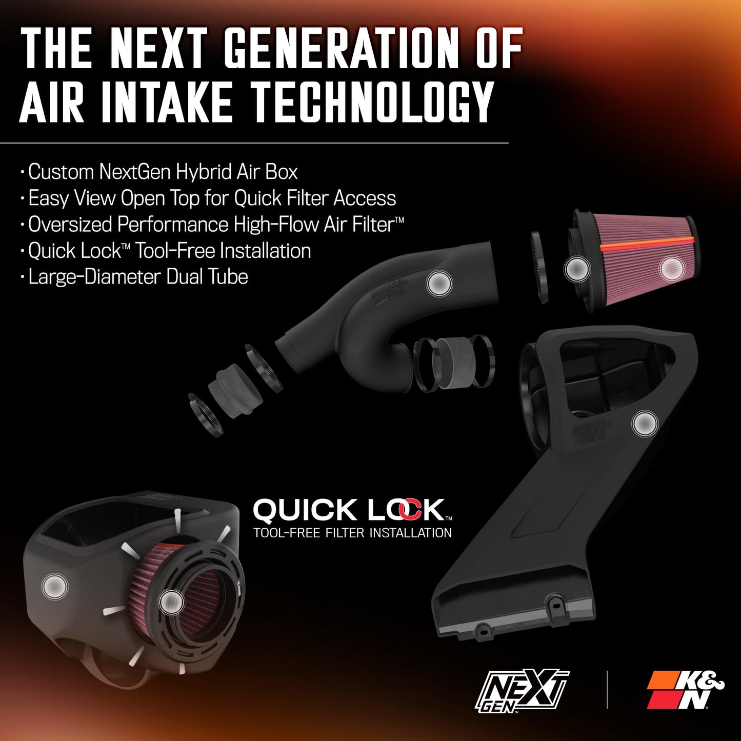 K&N NextGen Cold Air Intake System: High-Flow Cotton Filter: Compatible with 2021-2025 FORD F150; F150 Raptor; 50-2617