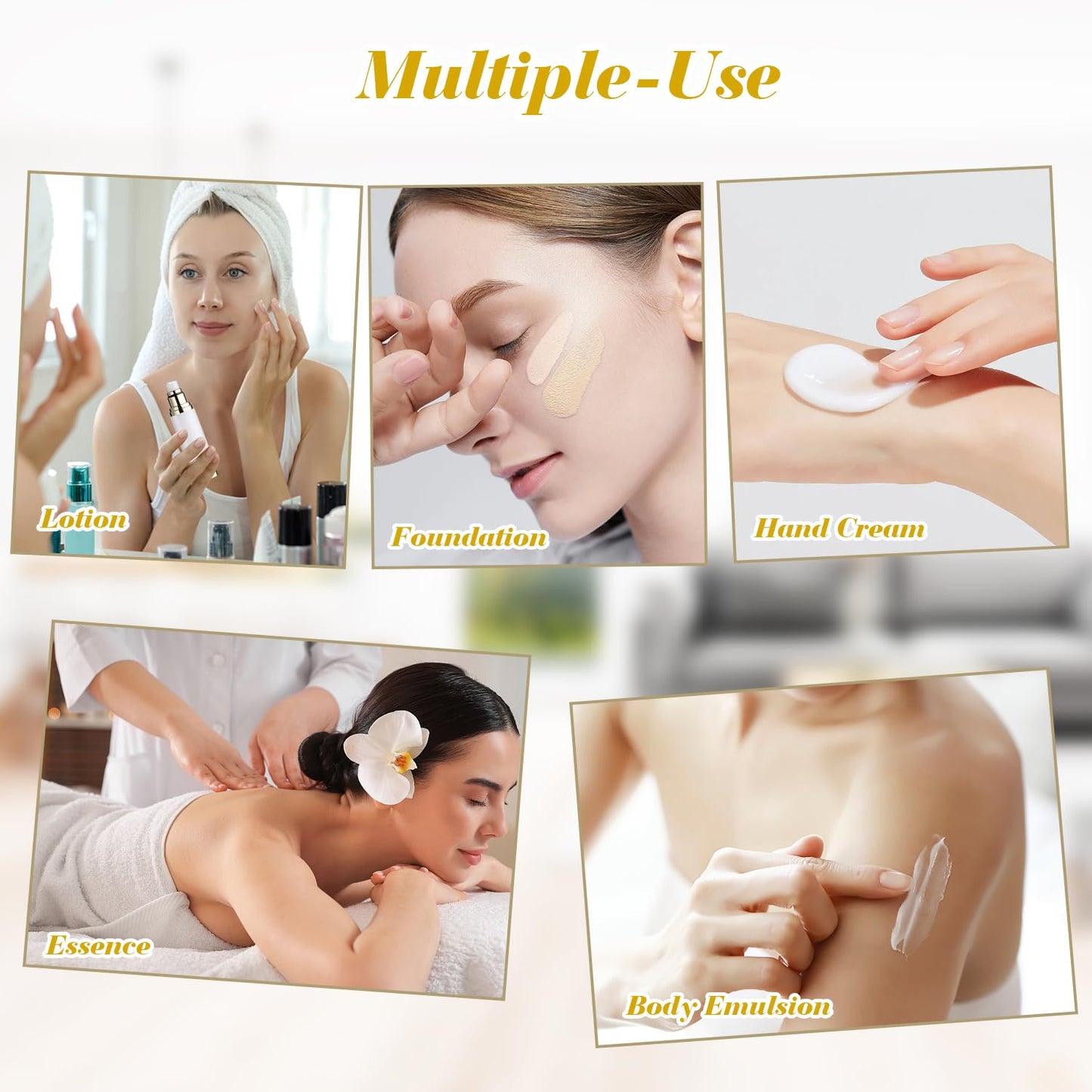 4 Pack 50ml/1.7oz Clear Airless Pump Bottle Plastic Vacuum Pump Press Container Empty Lotion Dispenser for Cream Toiletries Liquid Foundation Cosmetic Sample Travel - Gold