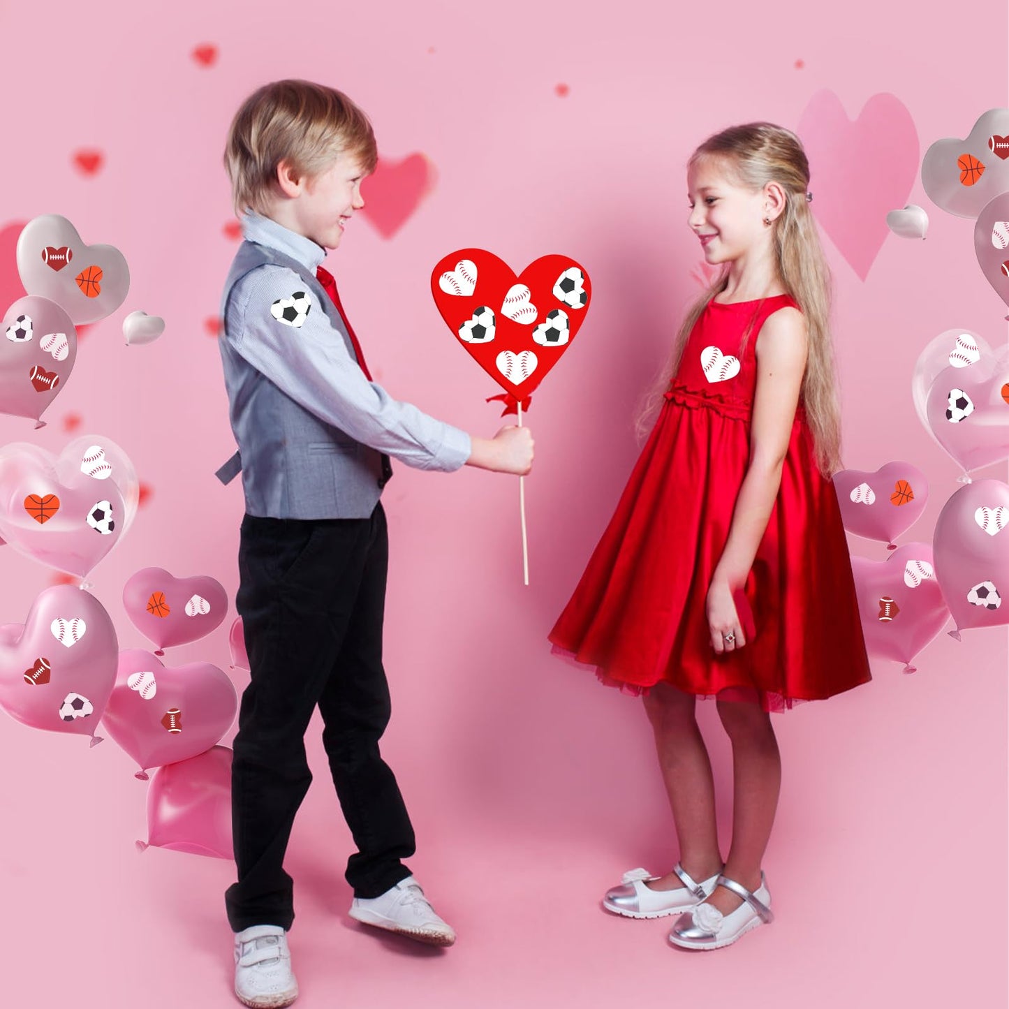 Dripykiaa 800Pcs Valentines Heart Stickers for Kids Valentines Day Gifts for Kids, Valentines Cards with Sport Heart Shape Stickers for Boys Girls Teens, 100th Day of Shirt Project