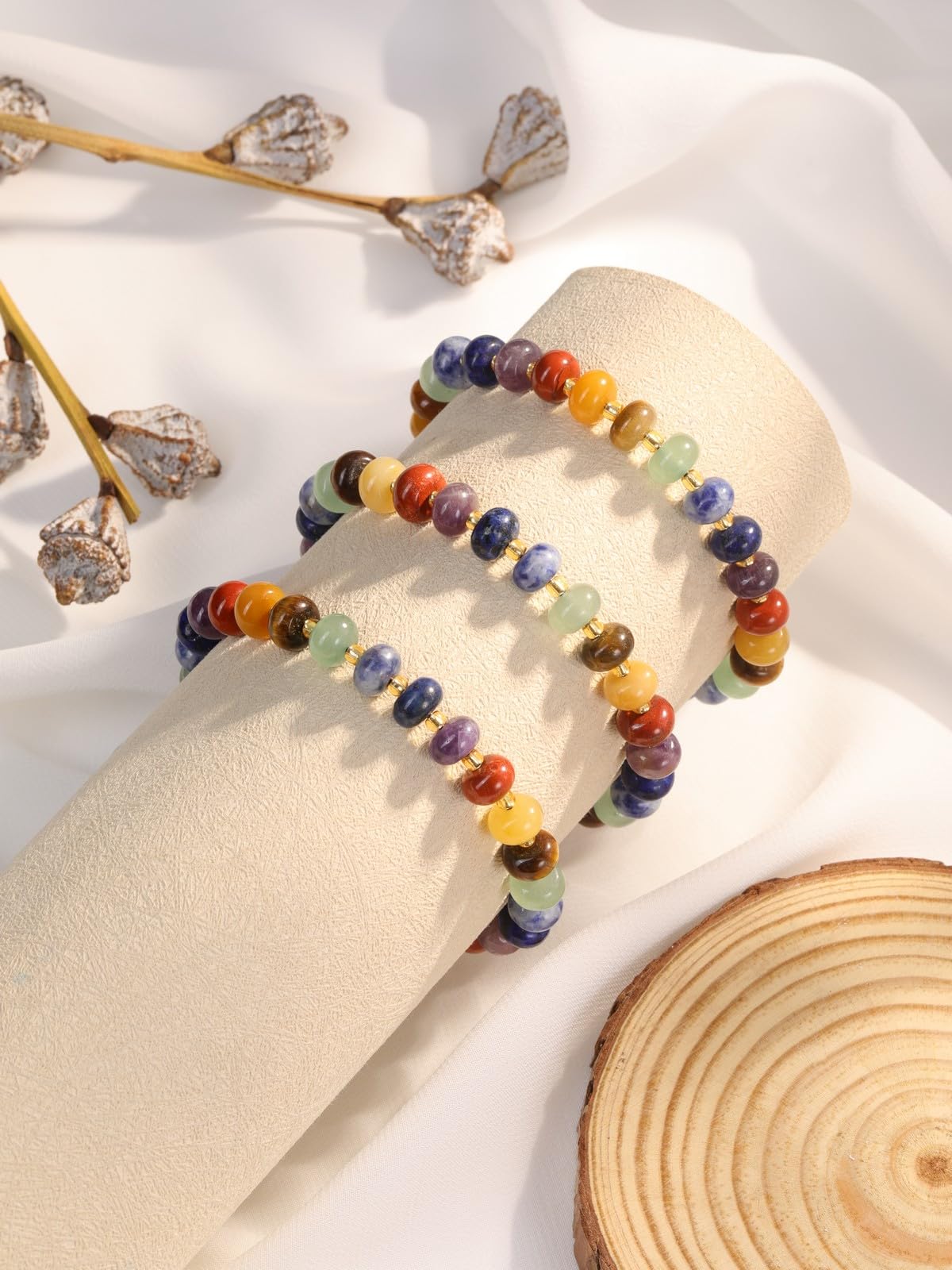 PESOENTH Healing Crystal Chakra Bracelet,Natural Stone colorful Beaded Spiritual Bracelets Gemstone Bracelet jewelry Gifts for Women Her Mom Daughter Birthday Valentines Anniversary
