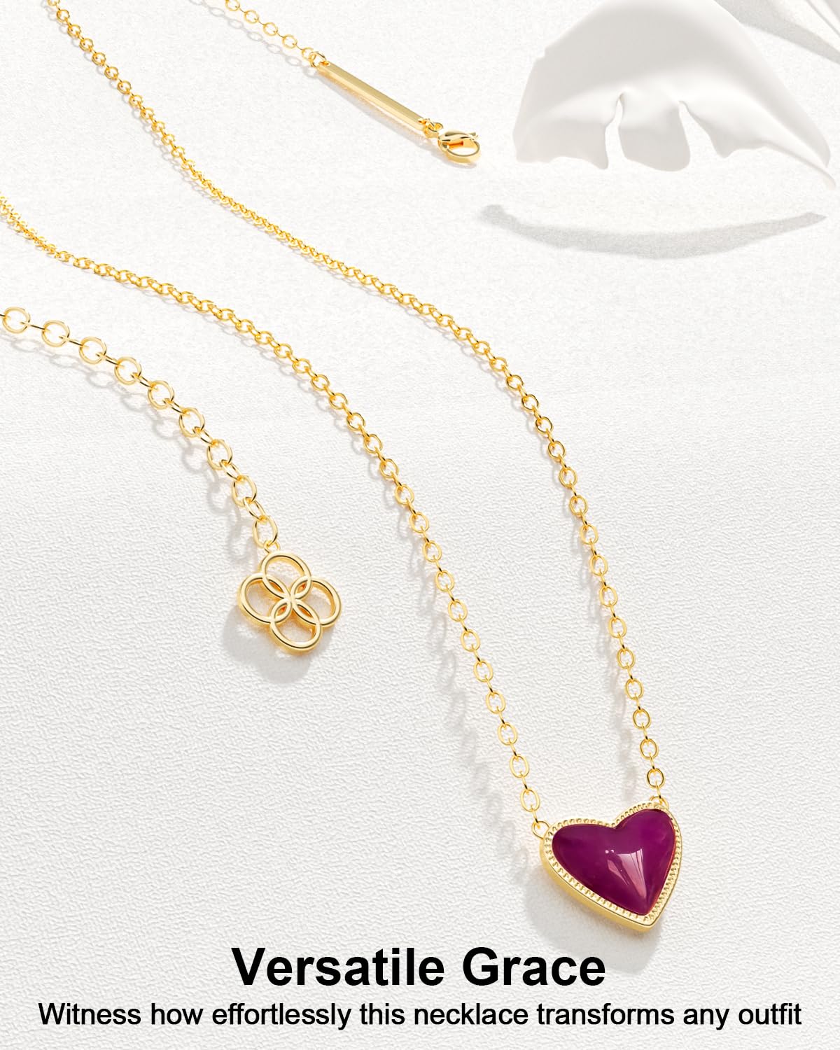 AICase 18K Gold Plated Heart Pendant Necklace for Women,Fashion Dainty Simple Adjustable Length Jewelry,Anniversary Birthday Gifts for Women/MoM/Sister/Friends/Her/Wife/Grandma/Coworker_Red