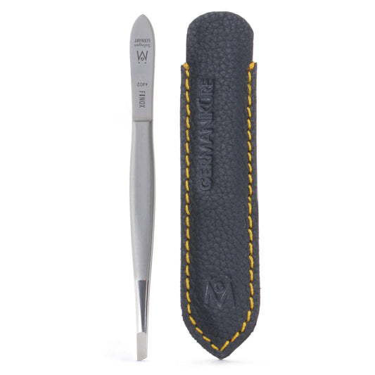 GERMANIKURE Slanted Tweezers in Leather Case - Made in Solingen Germany