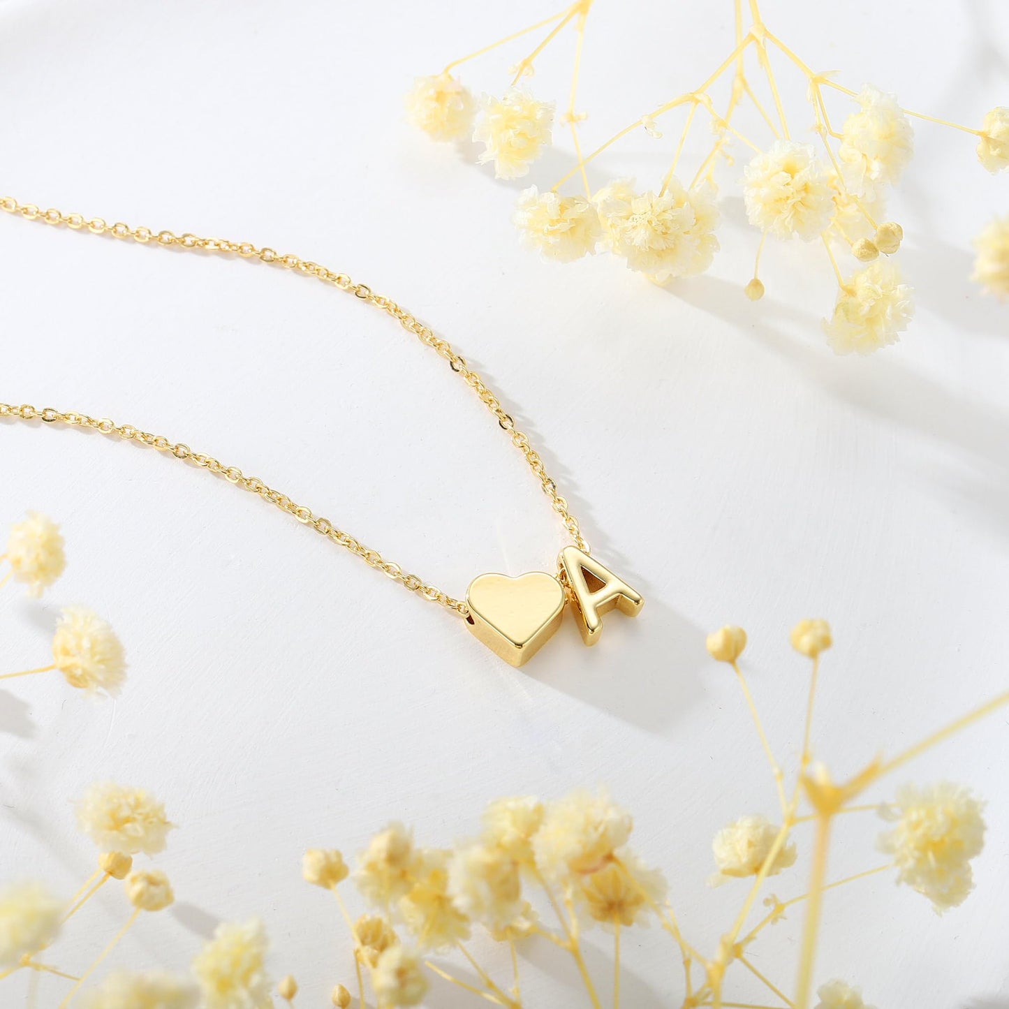 Turandoss Heart Initial Necklaces for Women Trendy, 18K-Gold-Plated Dainty D Heart Tiny Initial Necklaces Letter Jewelry for Women