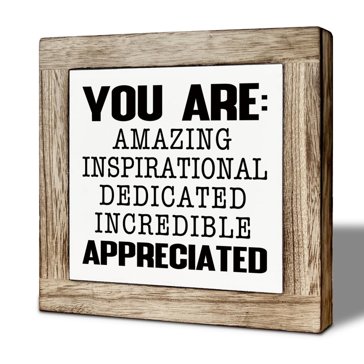 Inspirational Office Wooden Desk Signs, You are Amazing Tabletop Decorative Sign, Country Style Office Desktop Decoration, Affirmation Gifts 5.9x5.9 Inches