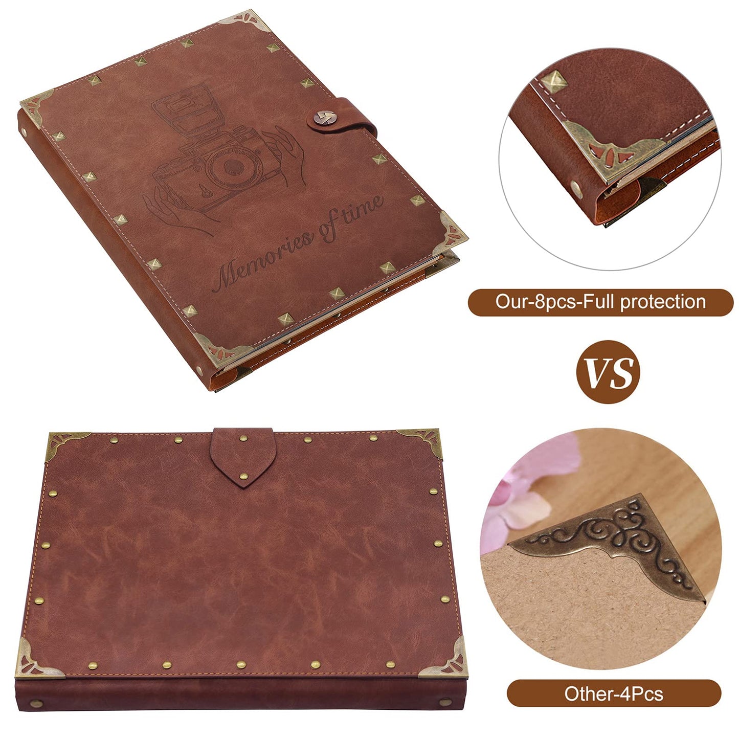 ZEEYUAN DIY Scrapbook Photo Album 60 Pages Leather Memory Photo Book 8.5x11 inch,Vintage Travelling Scrapbook Family Scrap Book Scrapbooking Supplies Kits for Couples