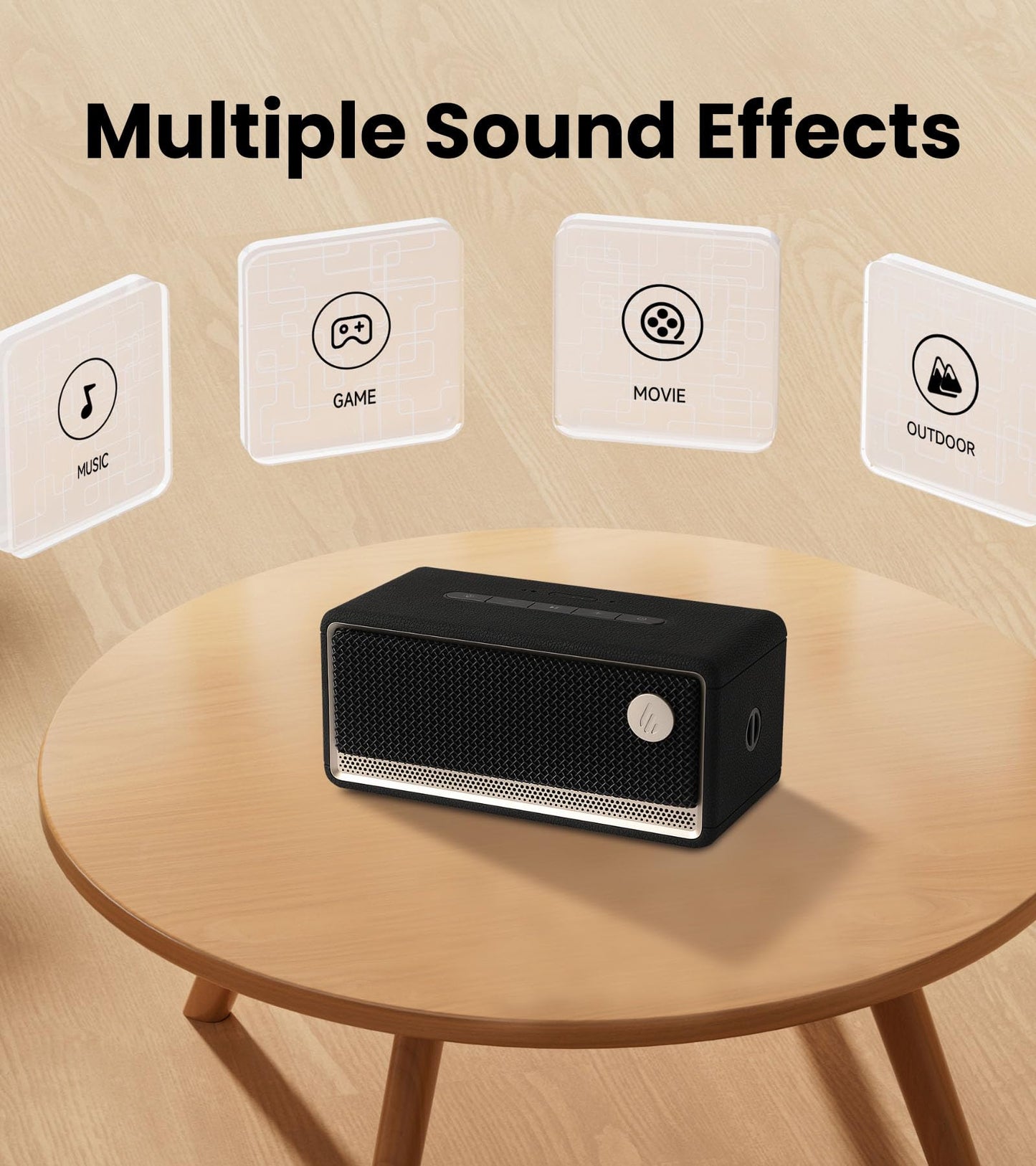 Edifier ES60 Bluetooth Speaker, Portable with Stereo Pairing, IP66 Dustproof & Waterproof 9H Playtime BT5.4 34W RMS Dual Device Connection Ambient Light for Home Party Outdoor Beach – Black