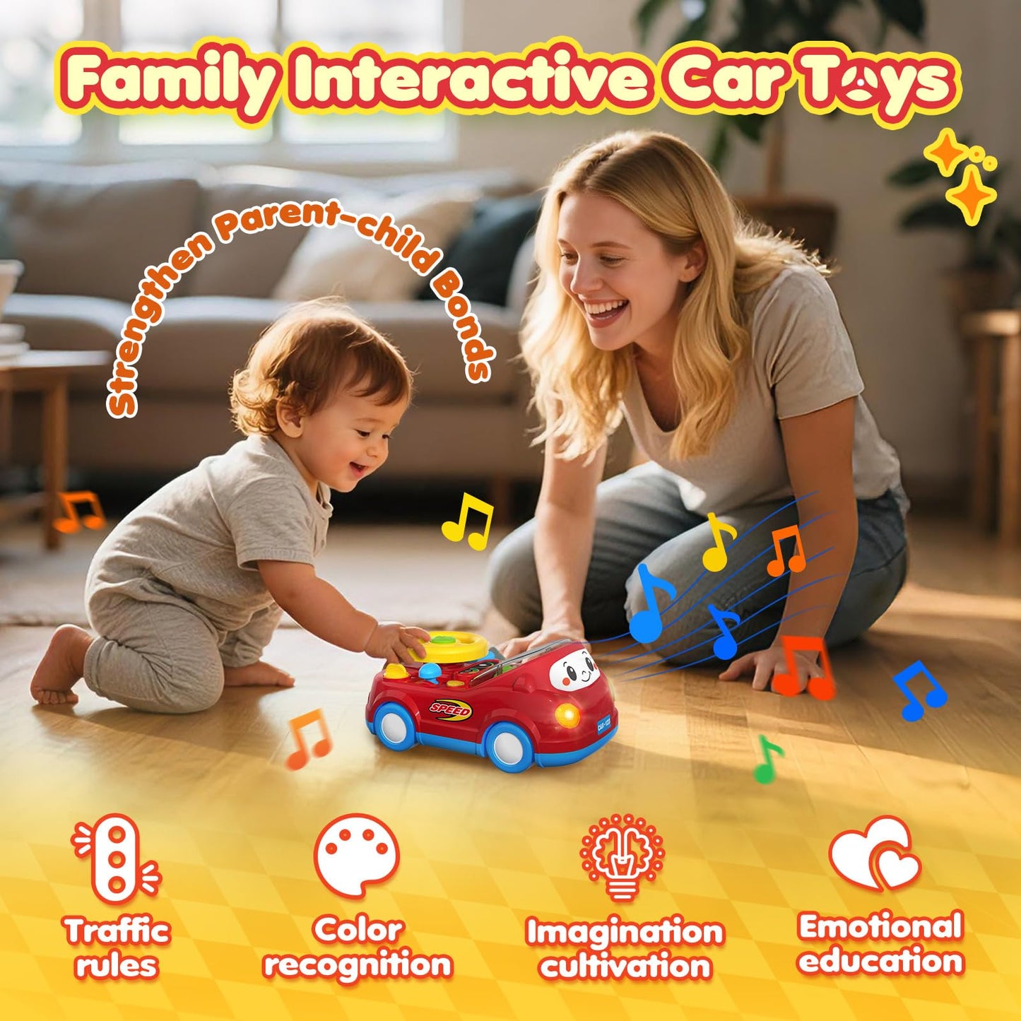 DADAPALS Toddler Toys for Ages 1-2 Boy - Push Car Racing Adventure Steering Wheel Driving Games,nteractive Learning Educational Christmas Birthday Gift for Kids Age 1 2 3(Red)
