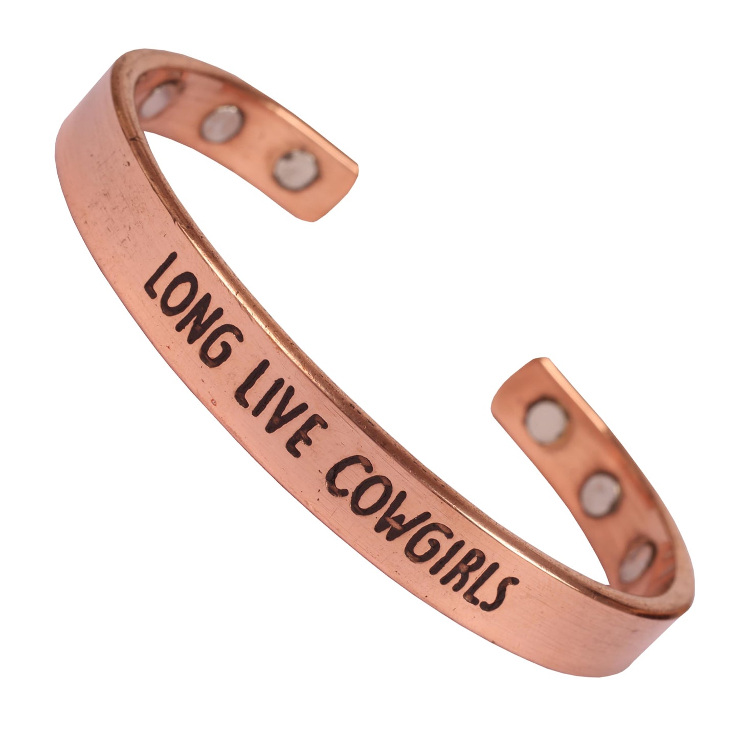 Touchstone Inspirational Copper Engraved Magnetic Bracelets for Women-Personalized Jewelry Gifts for Best Friend/Mom/Daughter/Sister - Adjustable Bracelet in a Gift Box Long Live Cowgirls