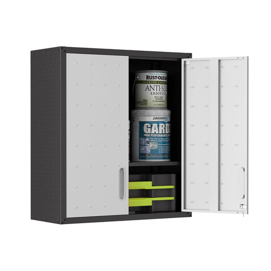 EKJ Metal Garage Wall Cabinet with Lock, Wall Mounted Metal Storage Cabinets with Doors and Shelf, Lockable Floating Tool Storage for Garage Basement Utility Room