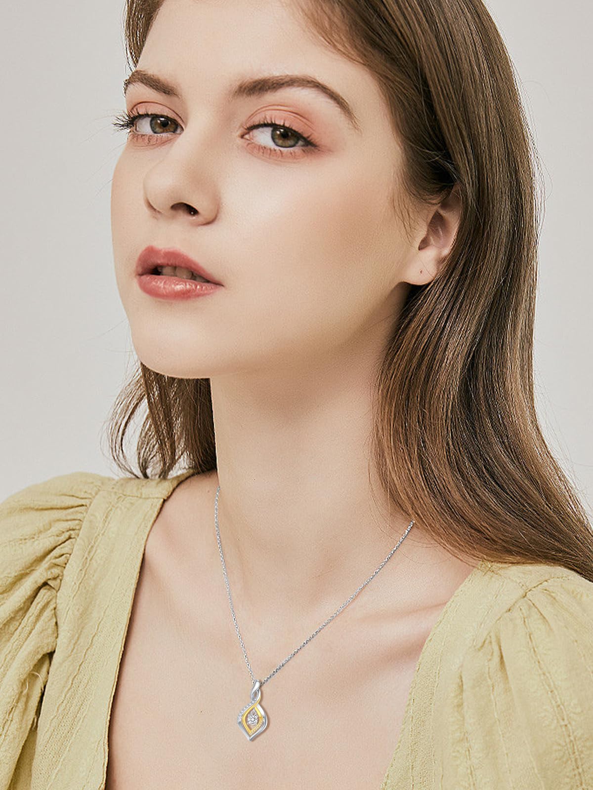 ZBA Natural Diamond Infinity Necklace for Women, 14K Gold Plated Sterling Silver Diamond Inifnity Pendant Necklace Jewelry Birthday Christmas Gift for Her Mom Wife(0.072ct, Color F-G/Clarity I1-I2)