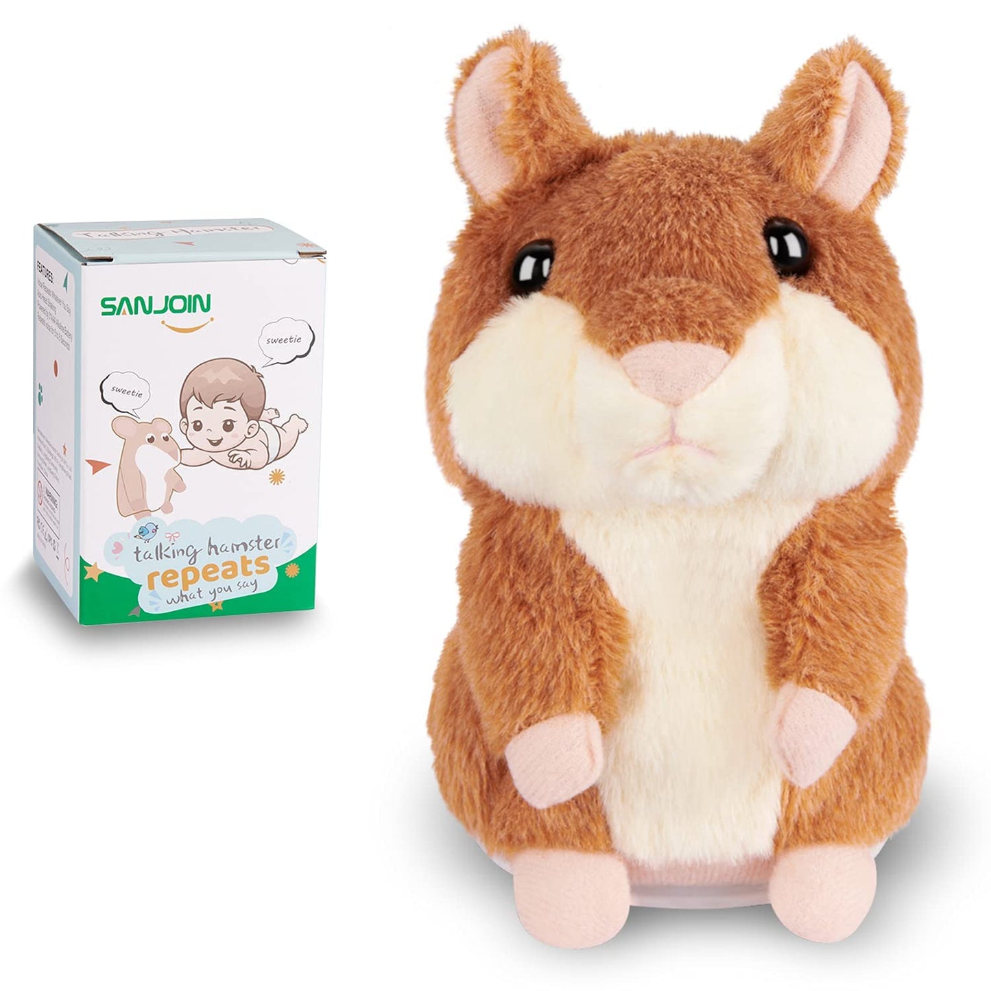SANJOIN Kids Toddler Toys for Ages 2-4, Talking Hamster Repeats What You Say for Boys Girls, Interactive Plush Repeating Toy Gifts for 2 3 4 5 6 8 Year Old Boy Girl Birthday Gift (Brown)