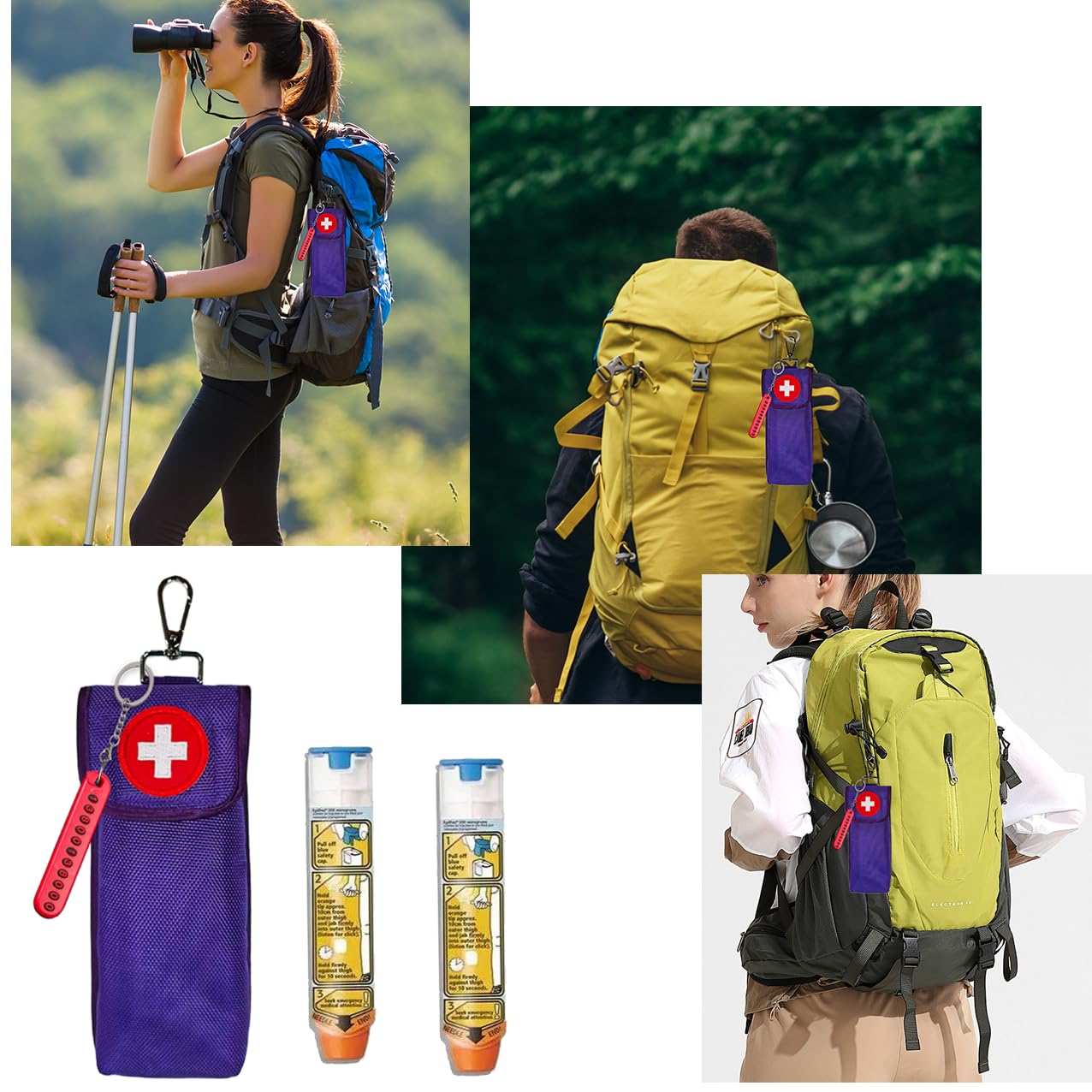 Epipens Carrying Case for 2 Pack,Portable Travel Epipen Insulation Heat Resistant, Allergy Medication Storage Emergency Kit for Men Women, Diabetes Sports Outdoors Bag for Travel (Purple)