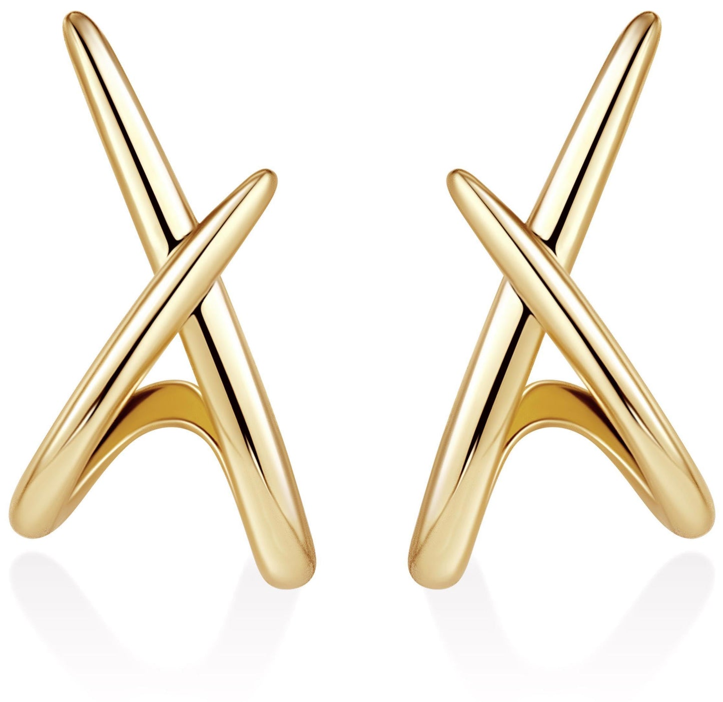 Criss Cross Stud Earrings for Women Trendy, 14K Gold Plated Minimalist Unique Hypoallergenic Earrings for Sensitive Ears, Dainty Simple Old Money Aesthetic Jewelry Modern Jewelry Gifts for Women‘s Fashion