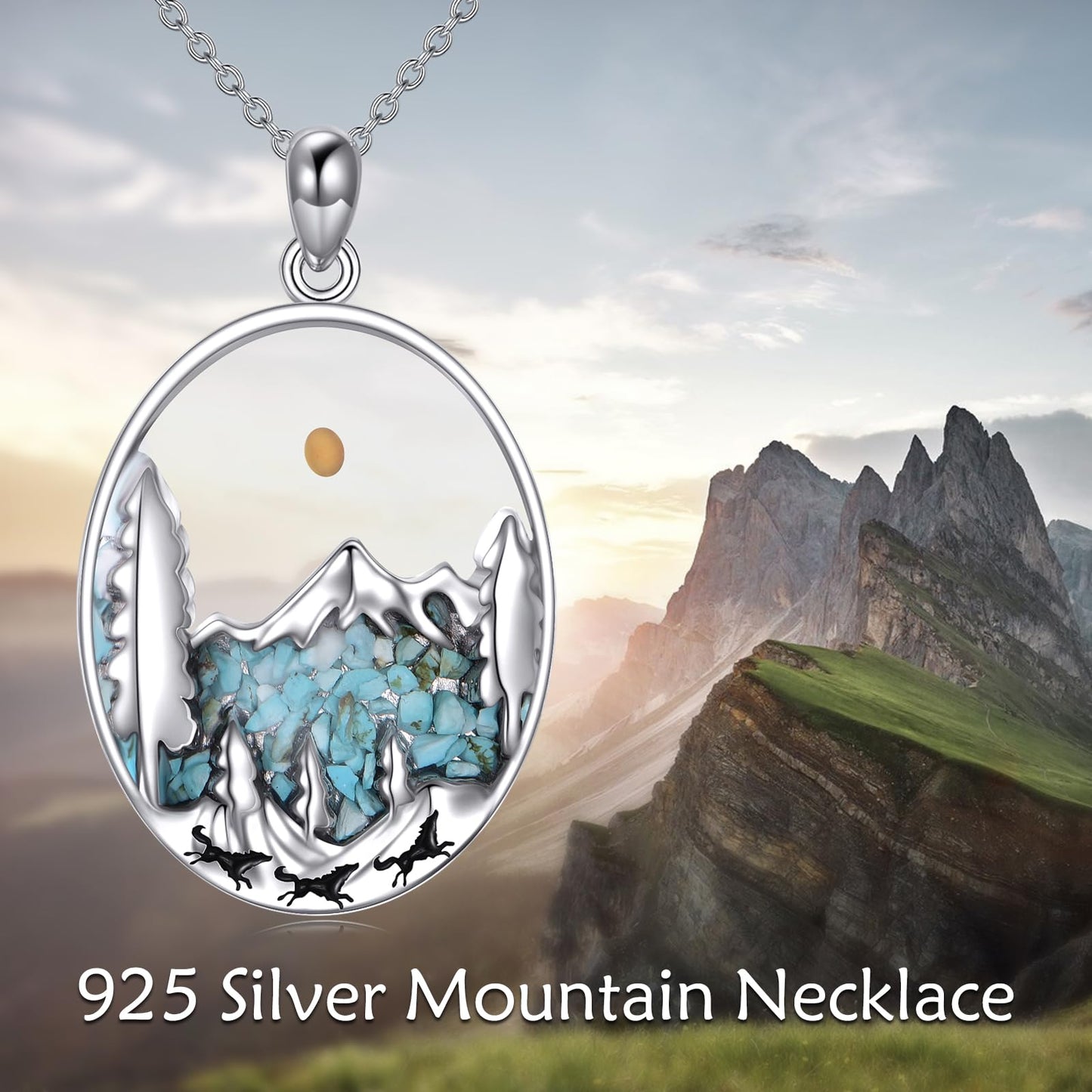 YFN Snowy Mountain Necklace for Women Sterling Silver Nature Necklace Jewelry Gift for Skiers, Hikers, Campers, Climbers and Nature Lovers
