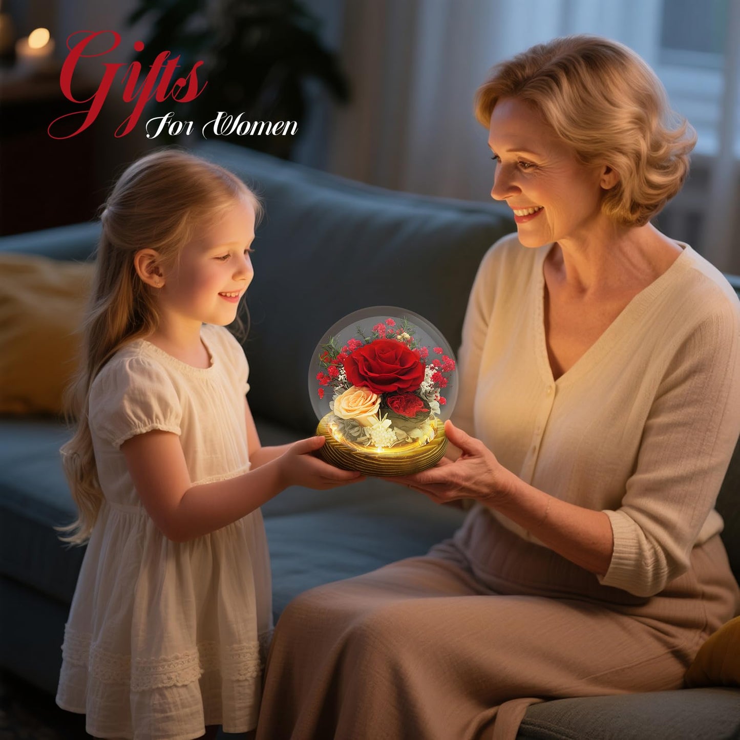 DAKEYUN Preserved Flowers Birthday Gifts for Women Preserved Rose in Glass Dome Forever Fresh Flowers for Delivery Prime Red Eternal Rose Gifts for Her Valentines Day Anniversary for Wife Girlfriend