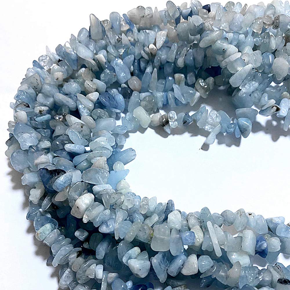 PLTbeads 5-8mm Natral Healing Gemstone Waist Bracelets Necklace Kit Irregular Stone DIY Crafts Design Jewelry Making 1 Strand per Bag Approxi 34 inch (Aquamarine Chips)