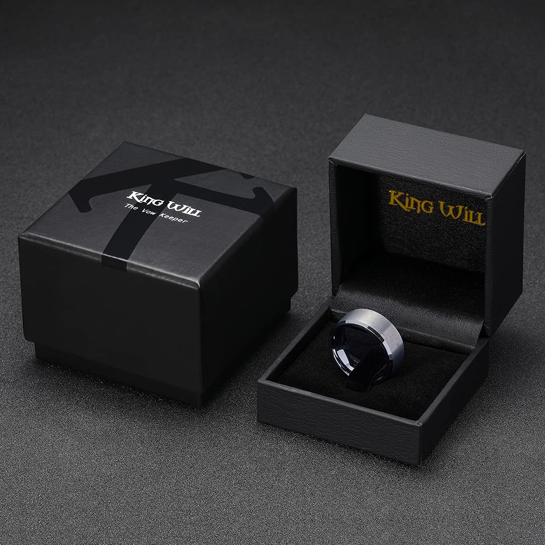 King Will Silver 9mm Men's Wedding Ring - Brushed Matte Finish, Beveled Polished Edge, Comfort Fit Size 11