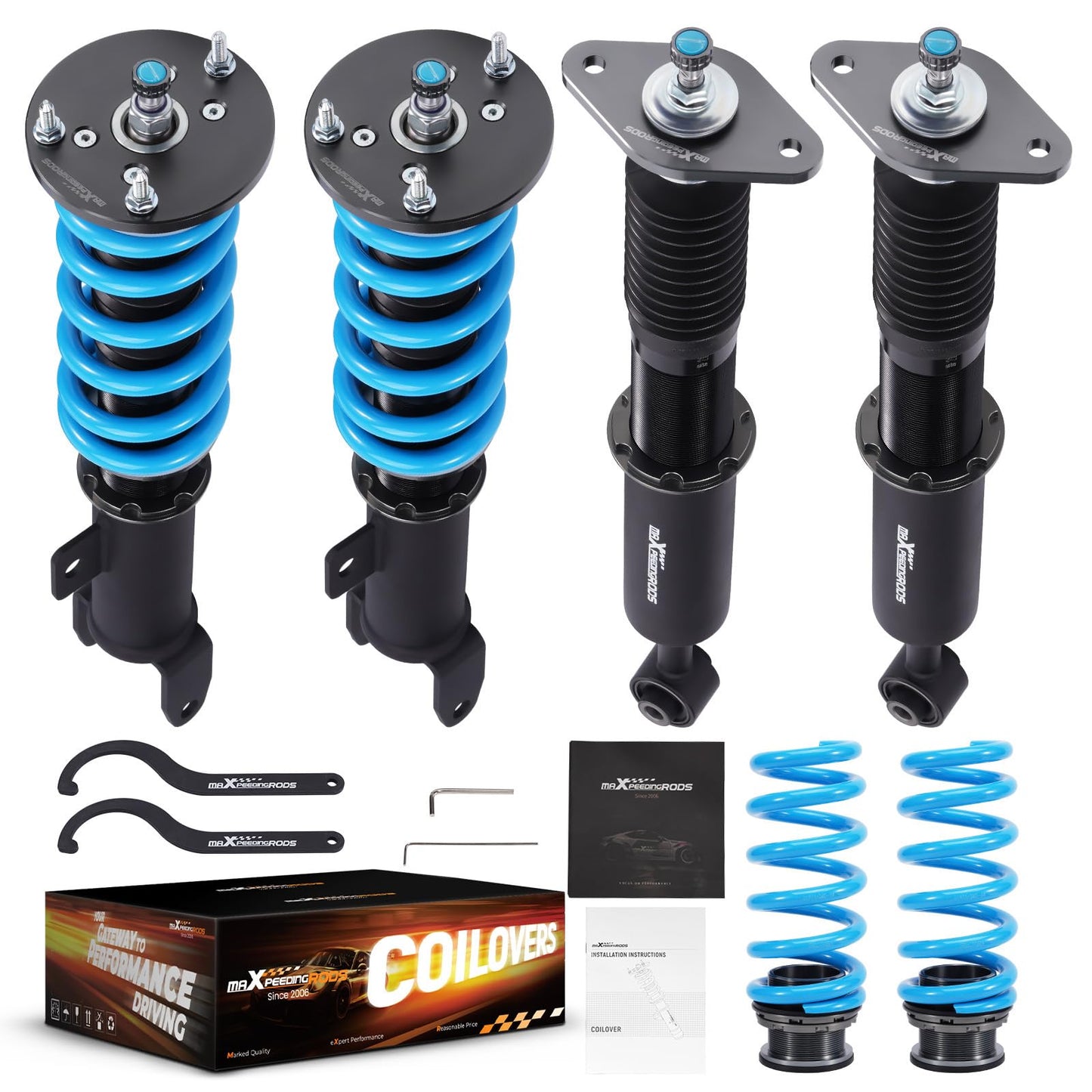 maXpeedingrods Coilovers for Dodge Charger RWD 2011-2022, for Chrysler 300 RWD 2011-2022, 24 Levels Damper Adjustable Coilovers Suspension Kit, Height Adjustable T6 Upgraded Lowering Kits Blue
