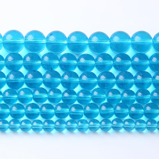 36pcs 10mm Topaz Blue Crystal Glass Beads Round Loose Spacer Beads for Jewelry Making DIY Bracelet Necklace(Blue Crystal Glass, 10mm)