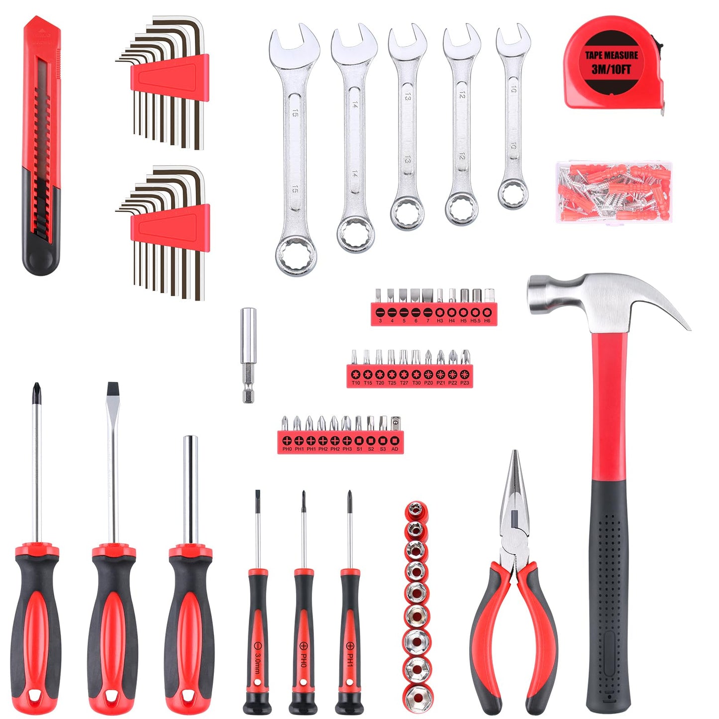 WINNER 175-Piece Multi-Purpose Automotive and Household Tool Kit in Toolbox Storage Case, Perfect for General Home and Auto Repairs, House DIY Project, Garage, Car, Travel Emergency, Housewarming Gift