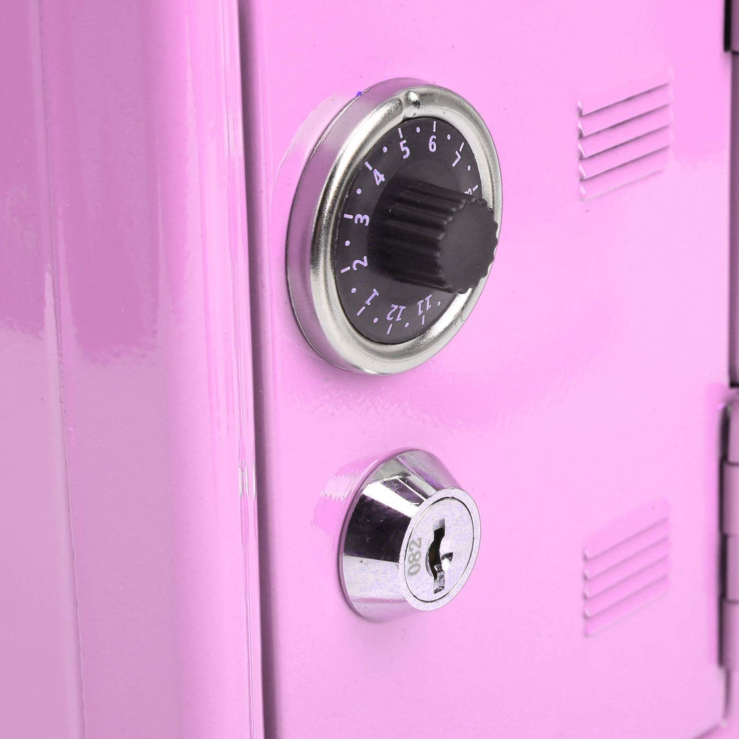 Kid's Bank Locker Safe, Metal Kids Safe Money Bank with Single Digit Combination Lock and Key, Built in Pullable Change Storage Box, 7.1x4.7x3.9 Inch Piggy Bank for Kids Birthday Gift(Pink)
