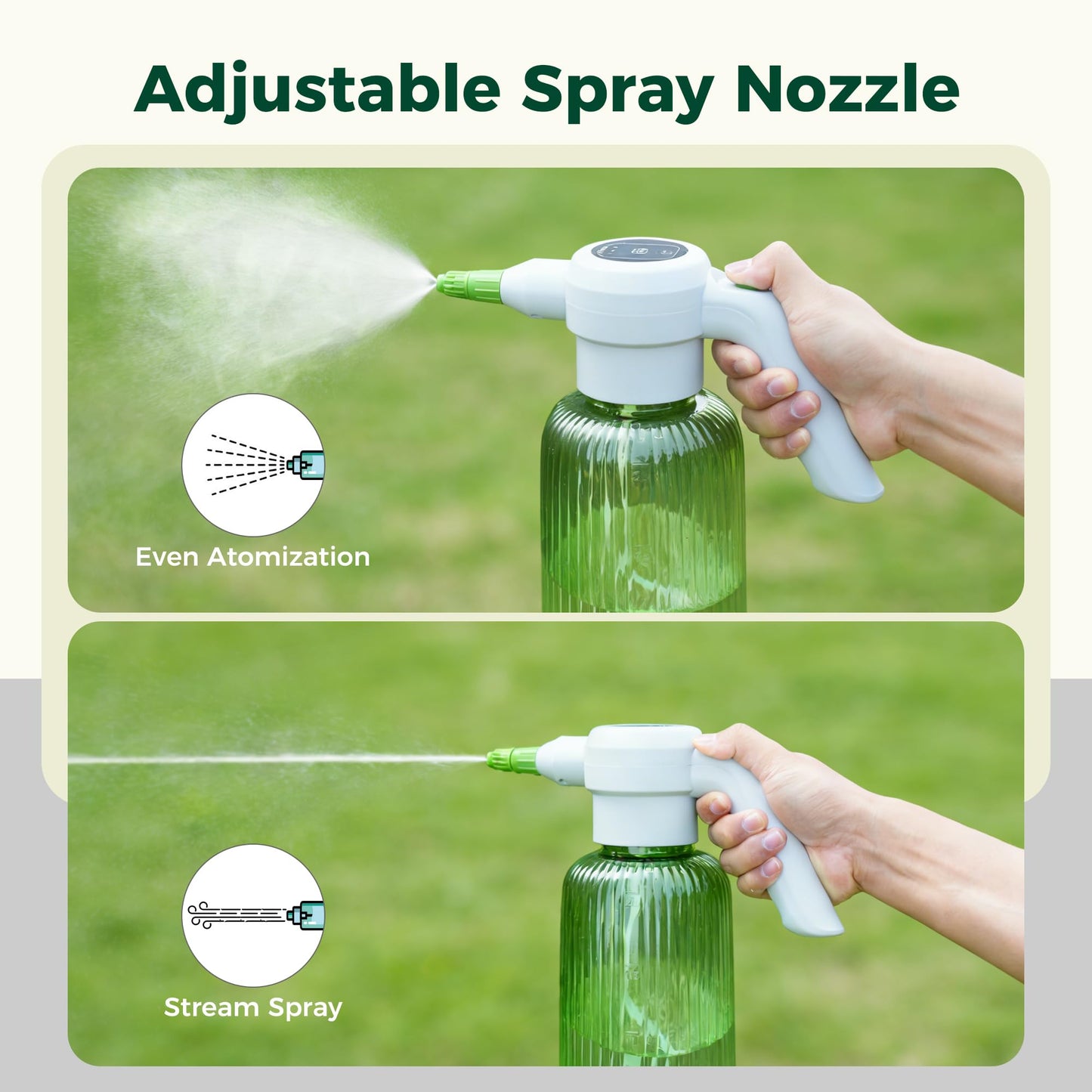 Diivoo Electric Spray Bottle 2L/0.5 Gallon, 3 Speed Flow Rechargeable Battery Powered Sprayer, Adjustable Nozzle Automatic Spray Bottle, Outdoor & Indoor Plant Sprayer for Garden