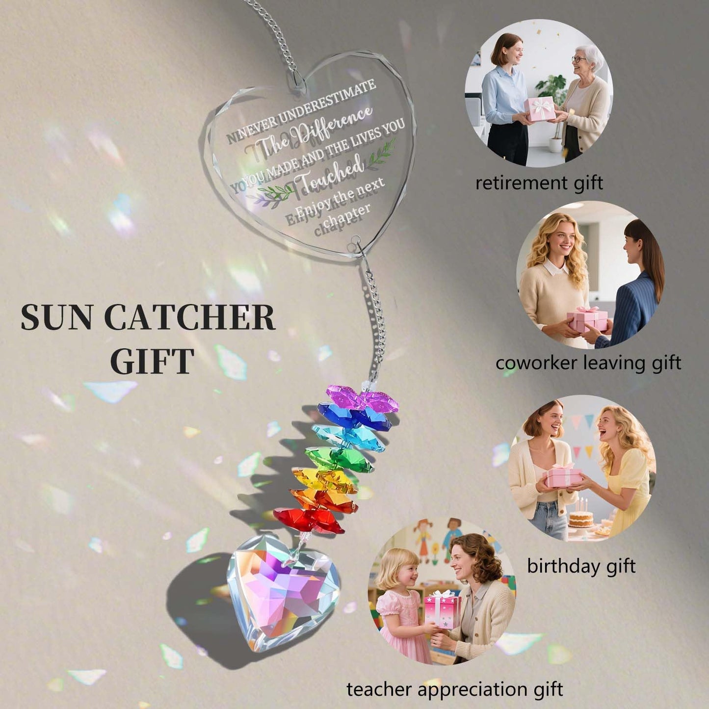 Coworker Leaving Farewell Goodbye Gifts for Women, New Job New Beginning Promotion Retirement Gifts for Friend Coworker Boss Teacher Nurse, Sun Catcher Crystals Window Home Decor