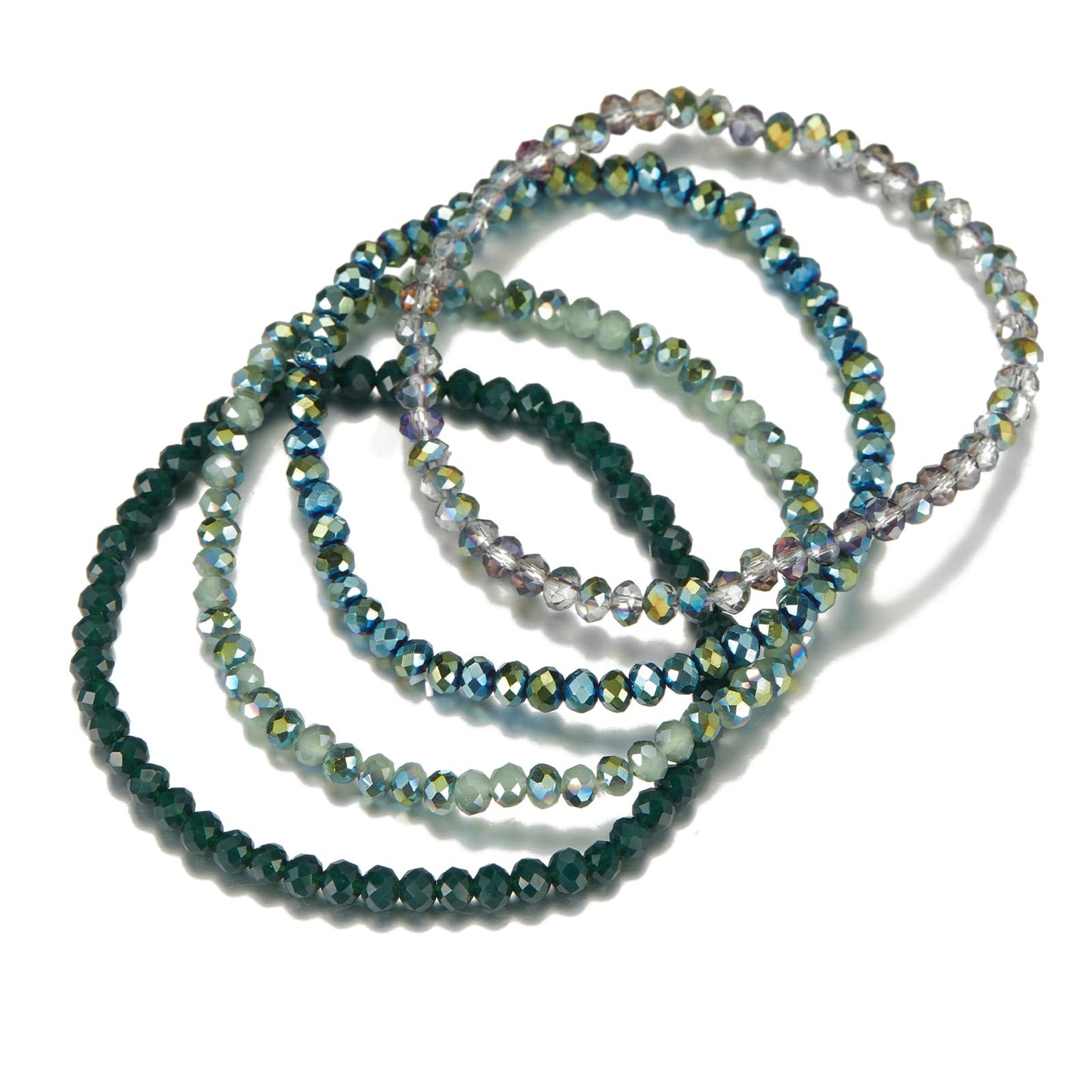Noessla Beaded Boho Stretch Bracelet Colorful Stackable Crystal Beads Bracelets Trendy Costume Jewelry Mothers Day Gifts for Women(Green)