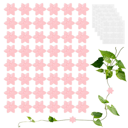M METERXITY 20 Pack Plant Wall Clips, Self-Adhesive Plant Climbing Wall Clips Fixer with Acrylic Adhesive Sticker for Vine Support/Indoor/Outdoor Decor [Plum Blossom-Pink]